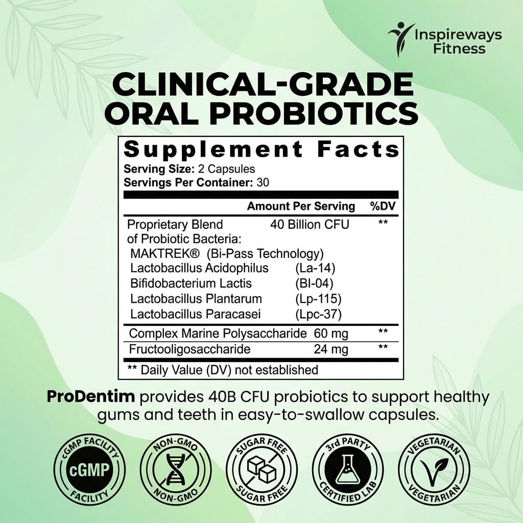 Fitness InspireWays ProDentim Advanced Oral Health Probiotics Capsules 60 Count