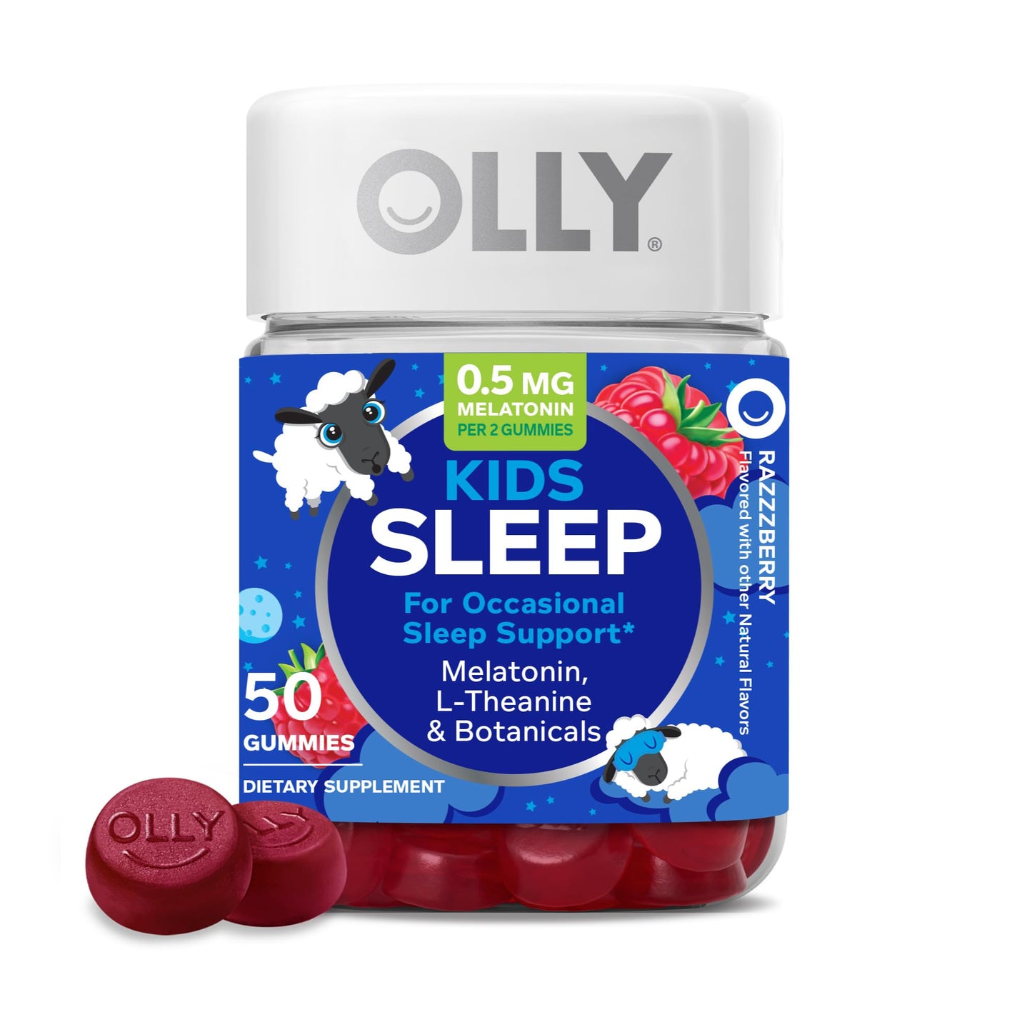 OLLY Kids Chillax Gummies L-Theanine Magnesium Lemon Balm Sleep Gummies 0.5mg Melatonin Chamomile, 100 Count