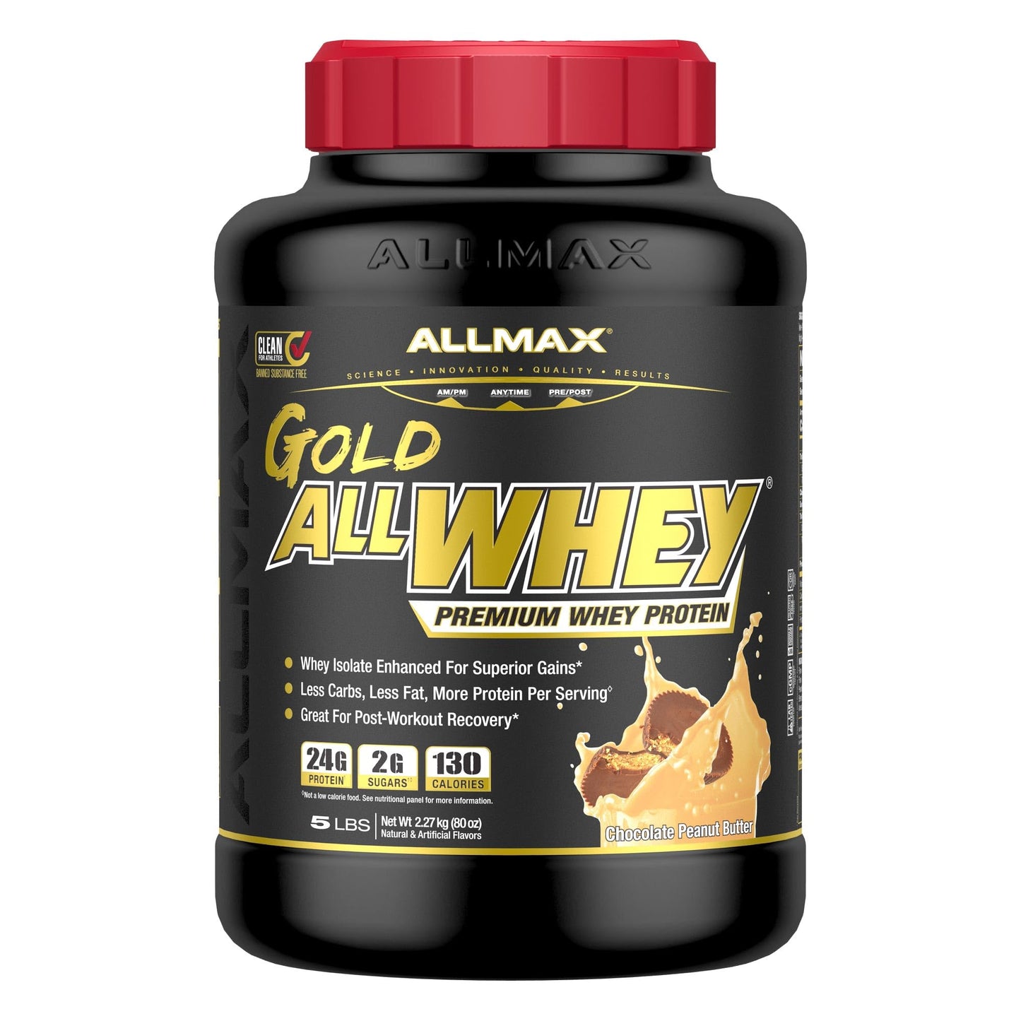 ALLMAX AllWhey Gold Whey Protein Powder Chocolate Peanut Butter, 5 lb, 80 Servings