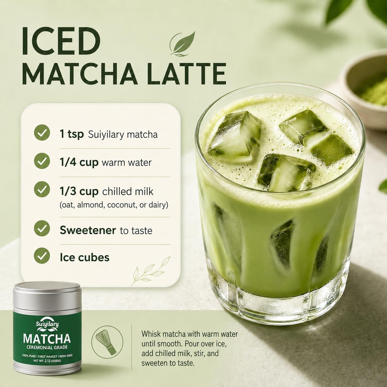 Suiyilary Ceremonial Grade Matcha Powder, 2.12 oz