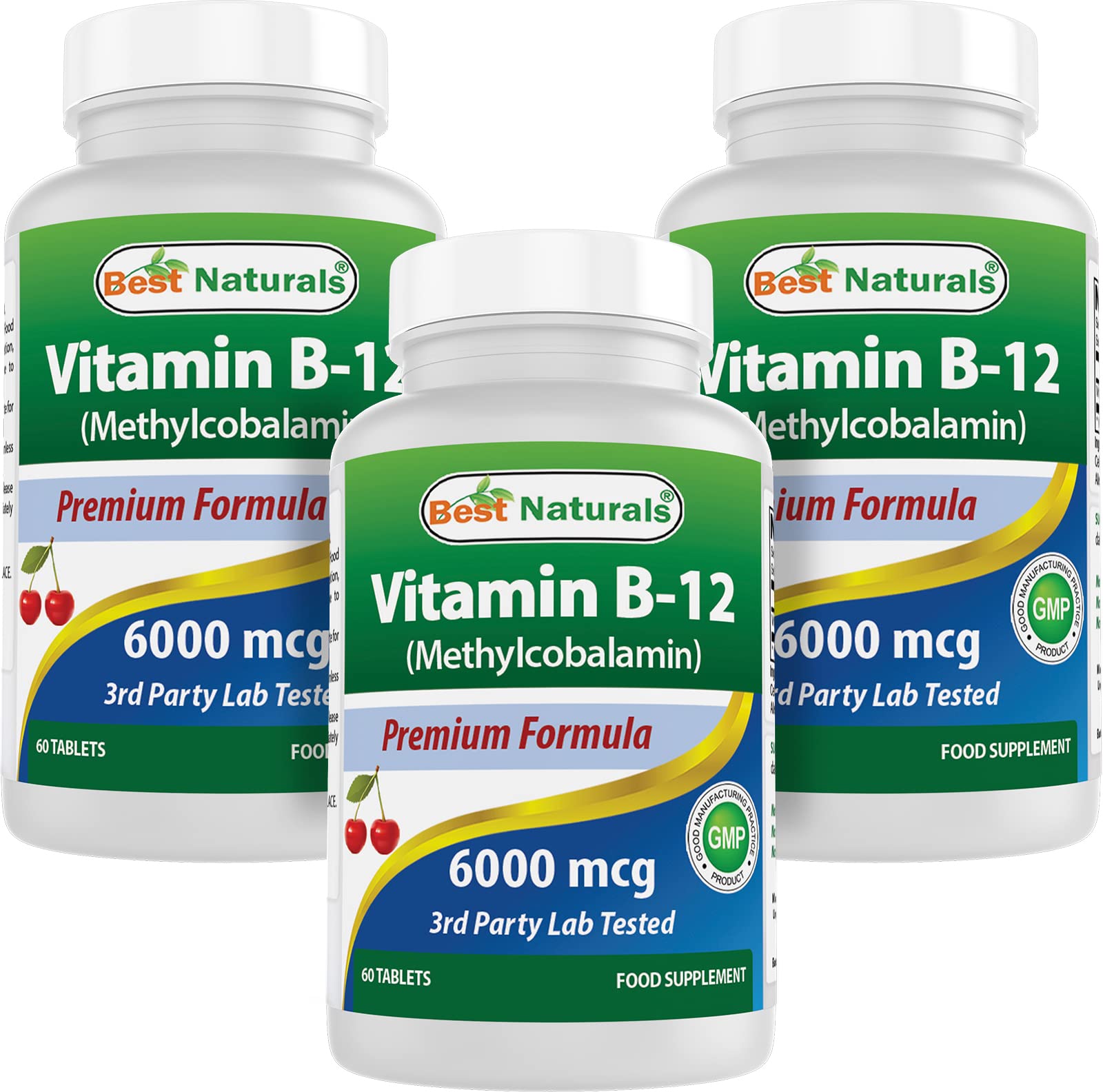Best Naturals Vitamin B-12 as Methylcobalamin (Methyl B12), 6000 mcg Sublingual Tablets, 180 Tablets