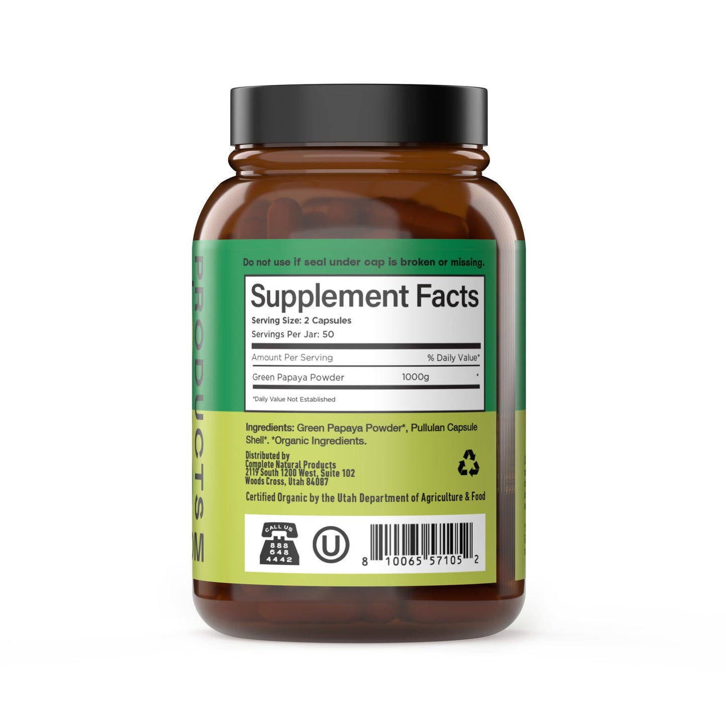 Complete Natural Products CNP Organic Green Papaya Capsules 500mg - Unripe Papaya Powder with Papain Enzyme, 100 Countresults