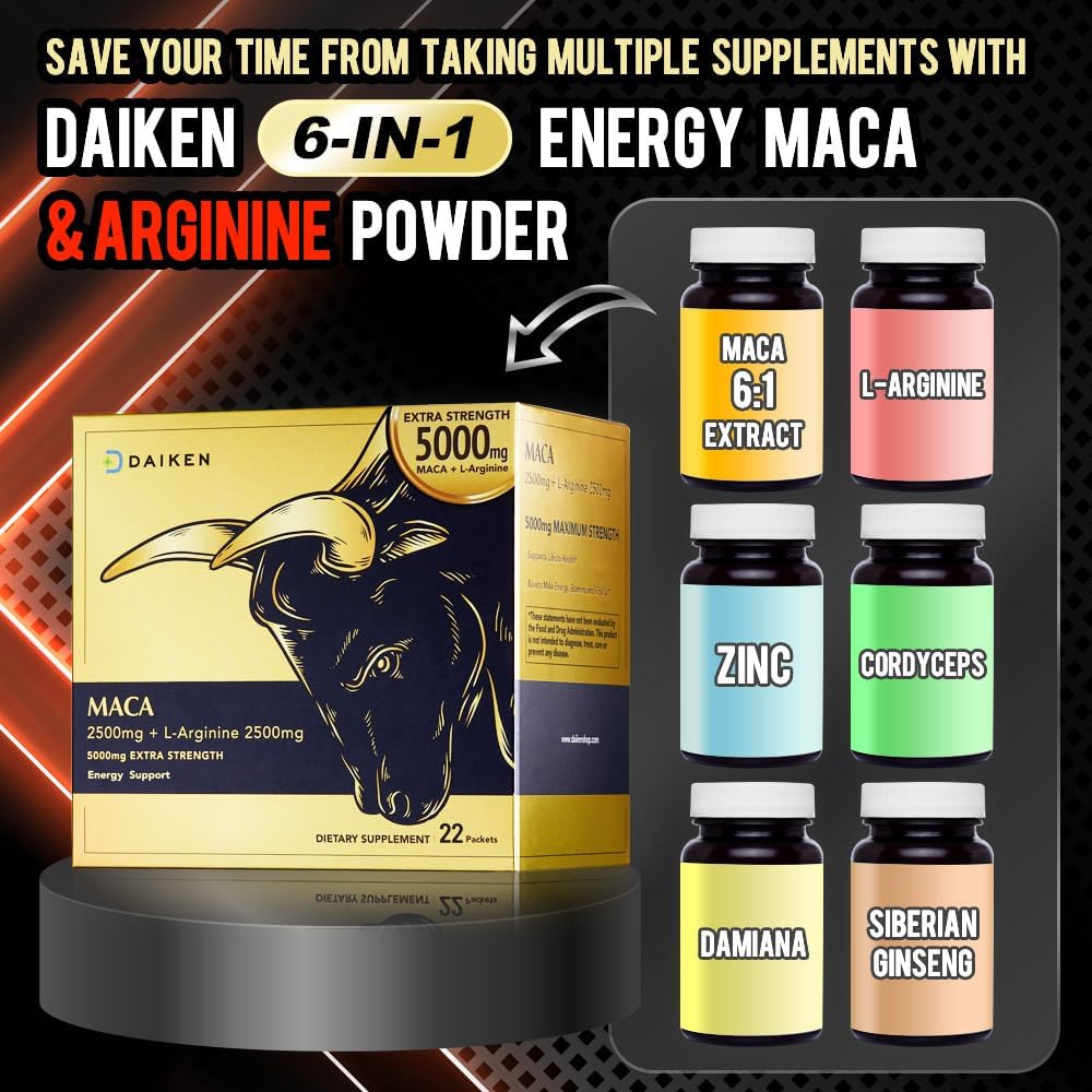 DAIKEN Extra Strength Maca Root & L-Arginine Powder, 5.75 oz