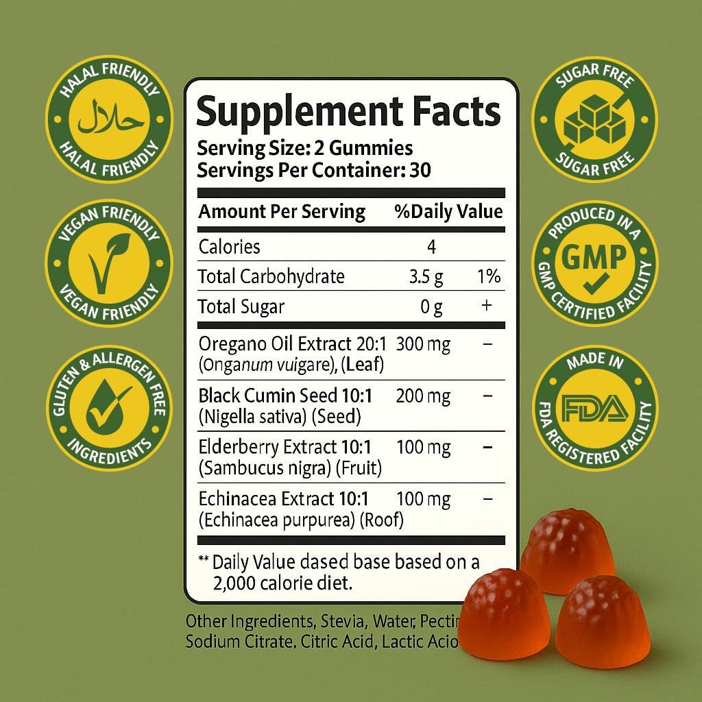 Sakoon nutrition Oil of Oregano Gummies 60 Count