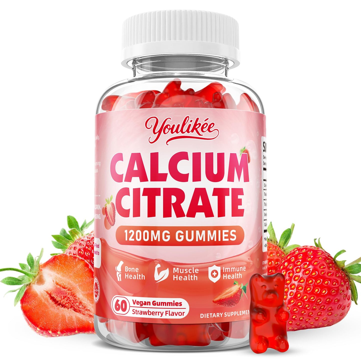 Youlikee Calcium Citrate Gummies 1200 mg 60 Count
