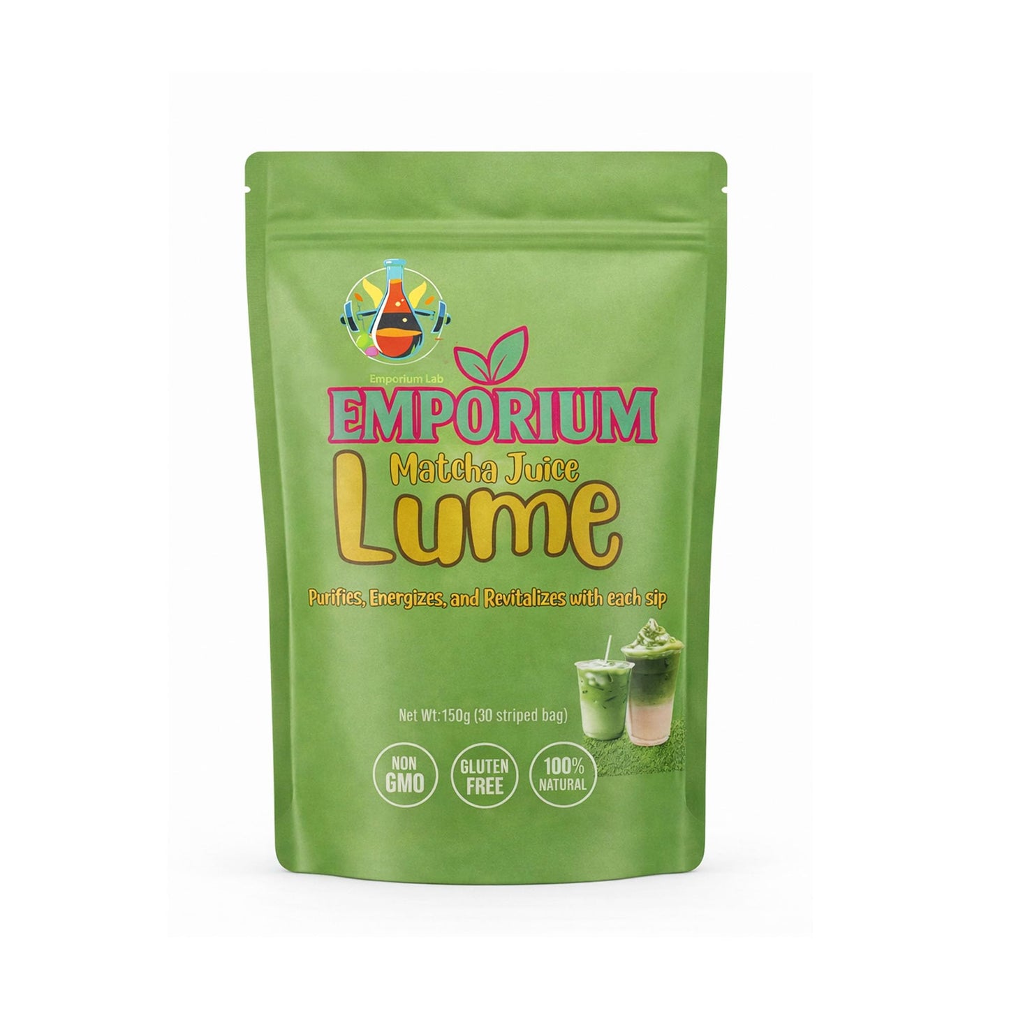 Emporium Lab ELOHIM LUME Matcha Juice Vanilla Matcha Powder with Probiotics & Collagen for Skin Support & Digestive Health, 1 Count