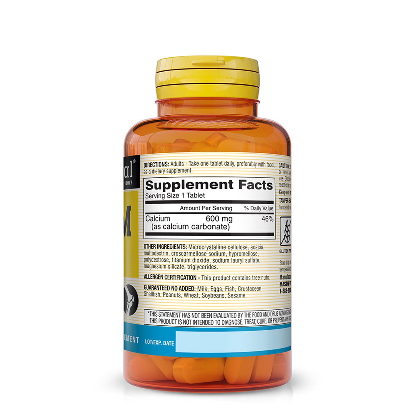 Mason Natural Calcium 600 mg Tablets, 60 Tablets