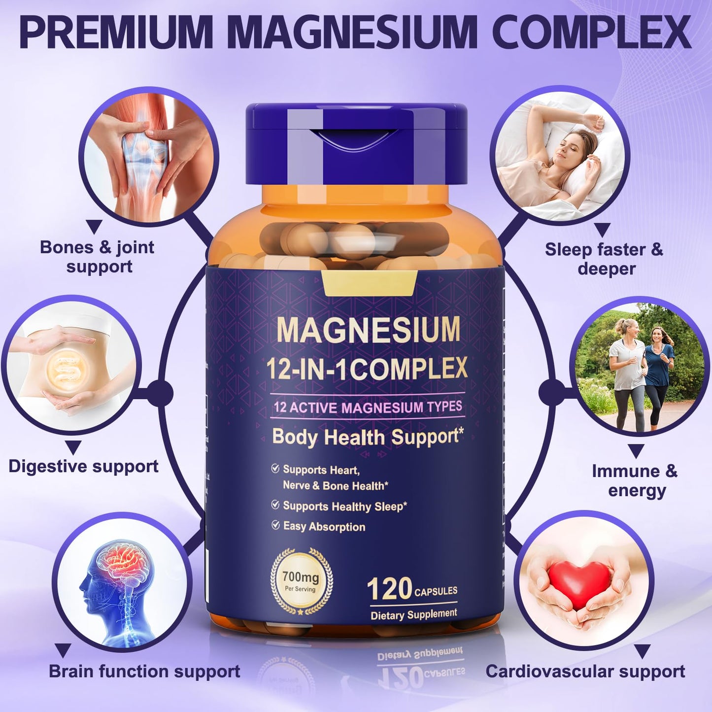 Dr. HR 12-in-1 Magnesium Complex Supplement 700mg Capsule, 120 Count