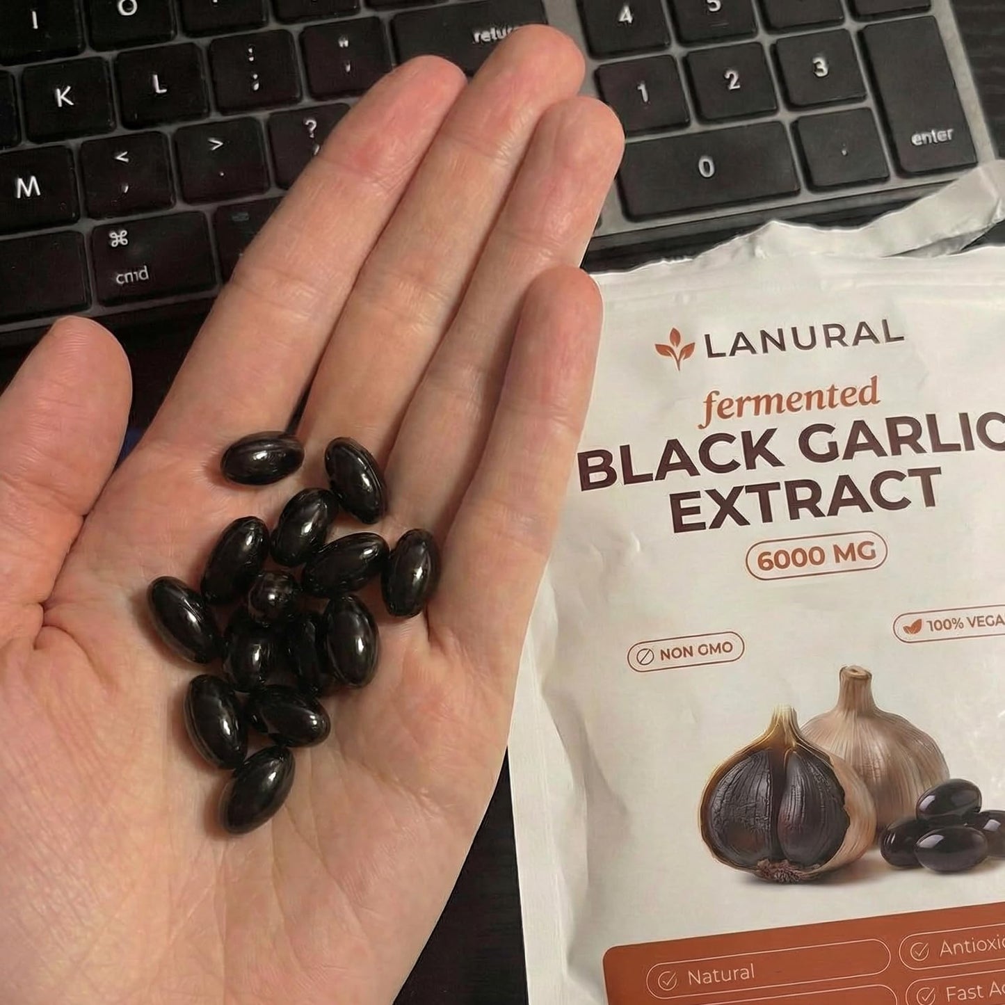 ASROPJE Lanural Fermented Black Garlic Extract 300 Softgels