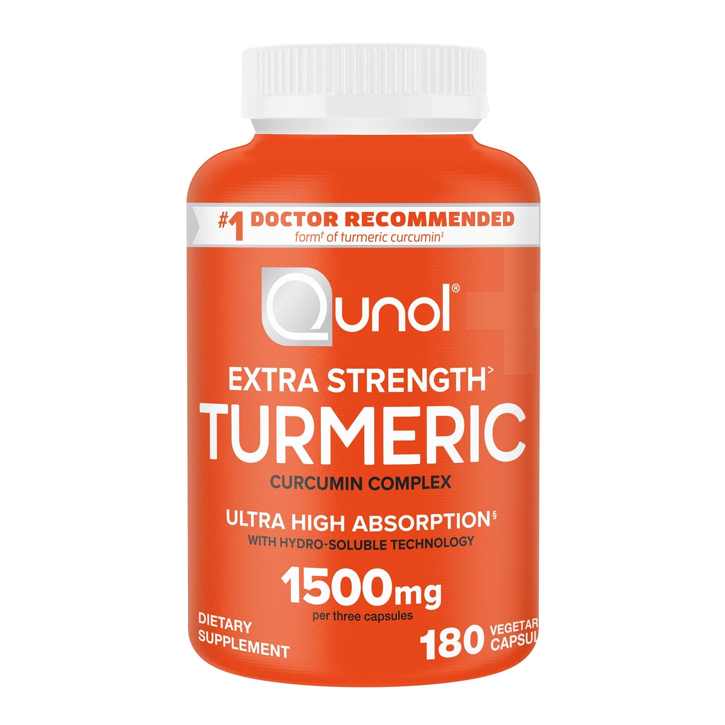 Qunol Turmeric Curcumin Supplement Capsules, 180 Count