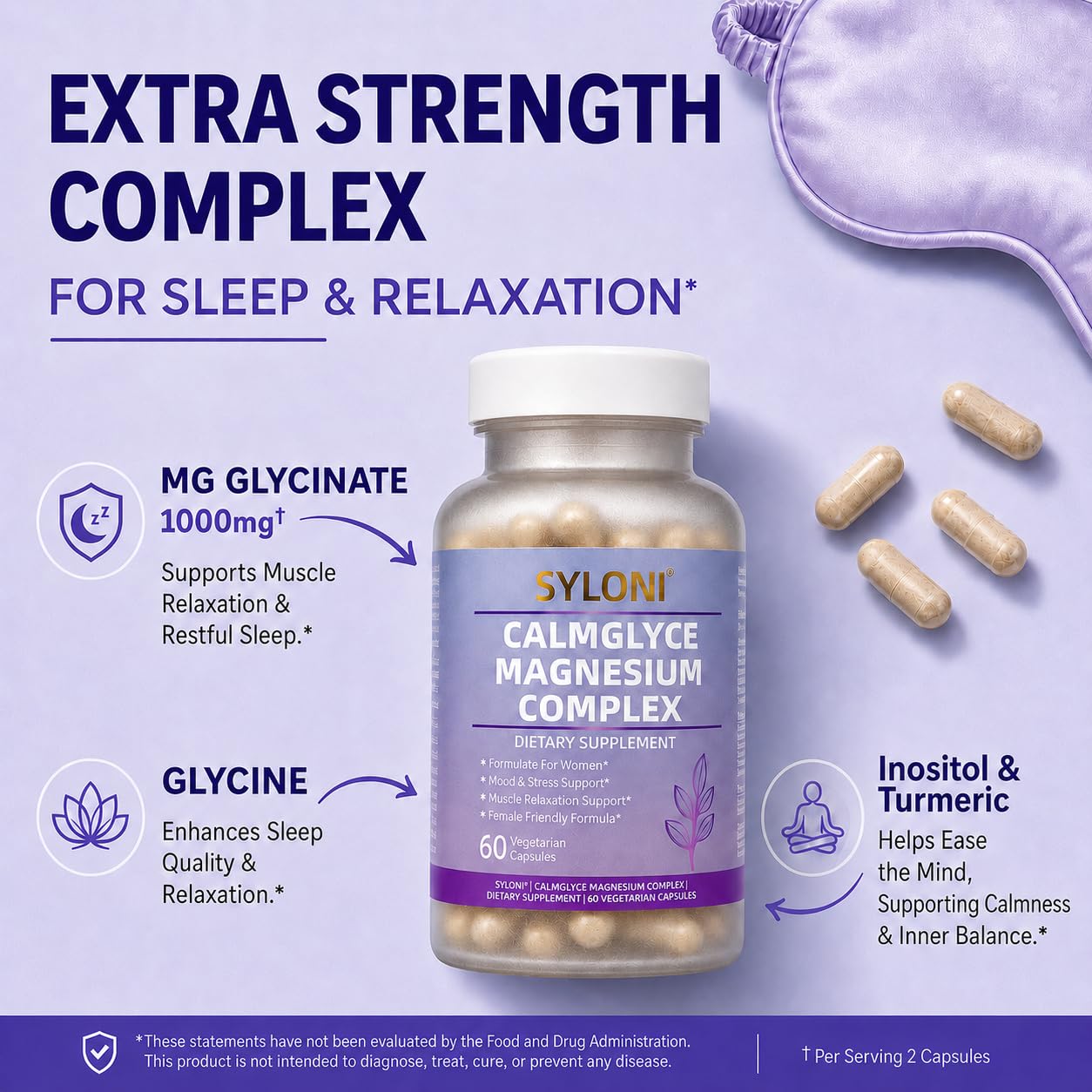 Syloni Magnesium for Women, 60 Vegetarian Capsules
