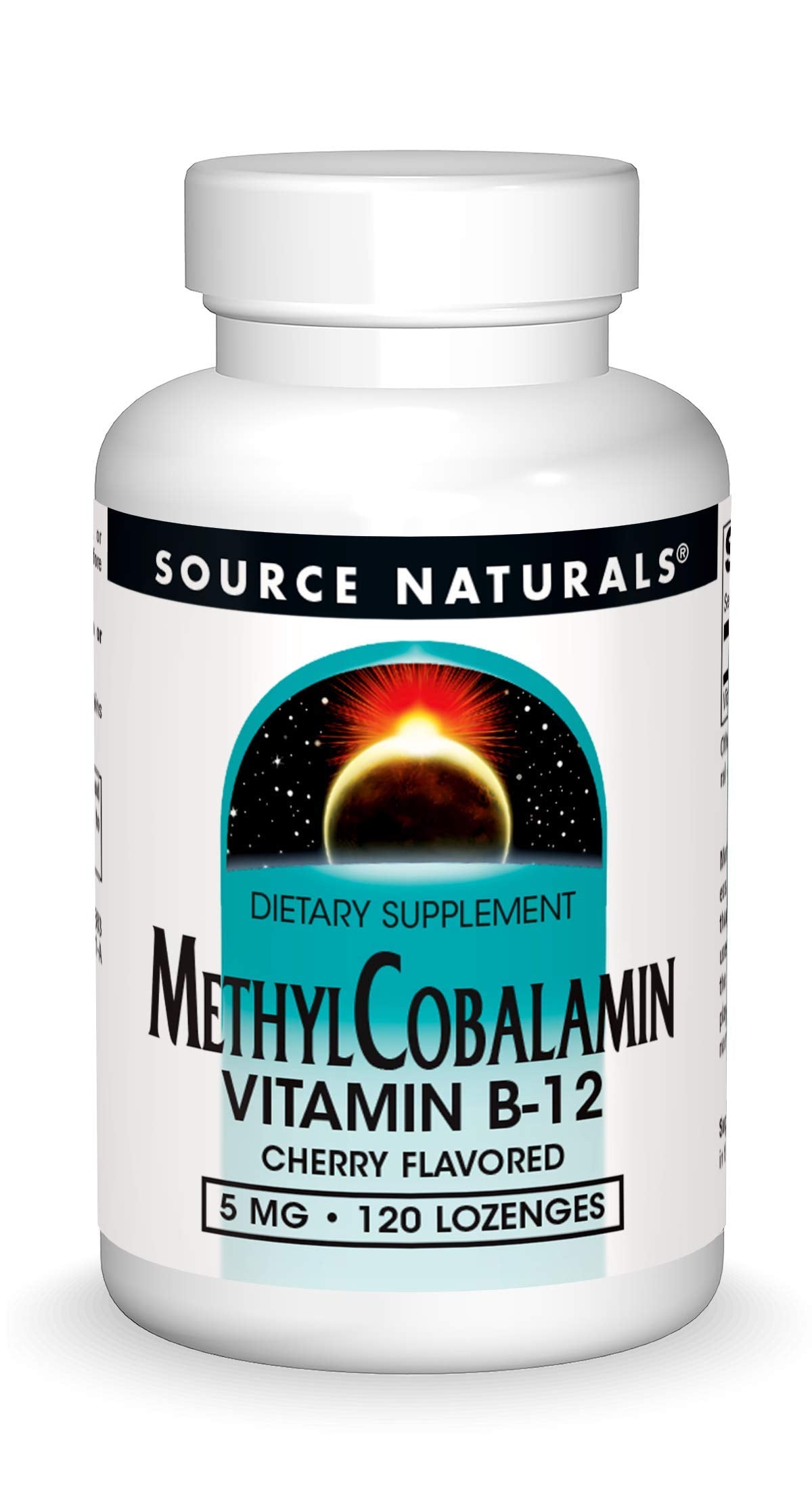 Source Naturals Methylcobalamin Vitamin B-12 5mg Cherry Flavored Lozenges, 120 Count