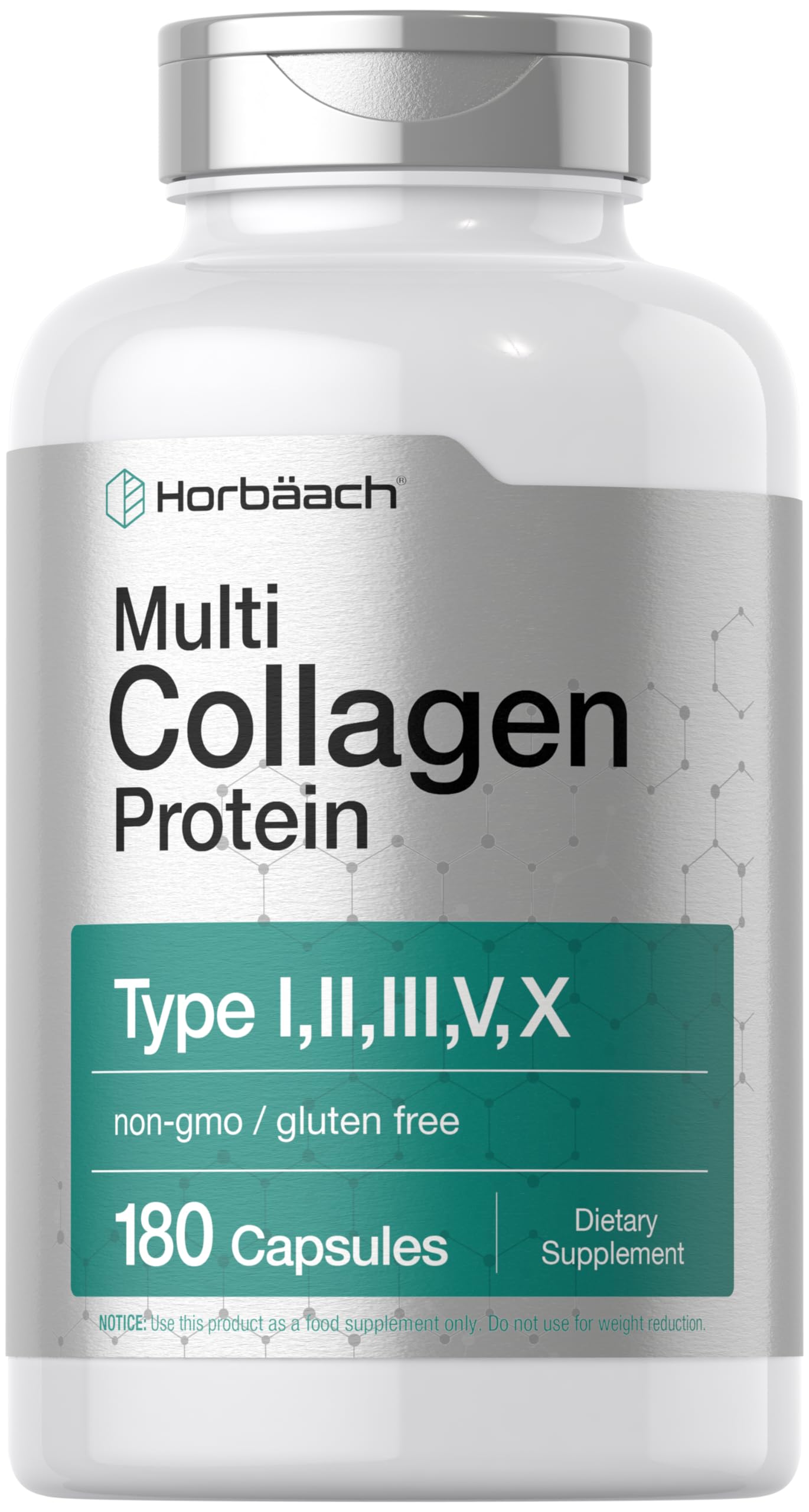 Horbäach Multi Collagen Protein 2000 mg Capsules, 180 Count