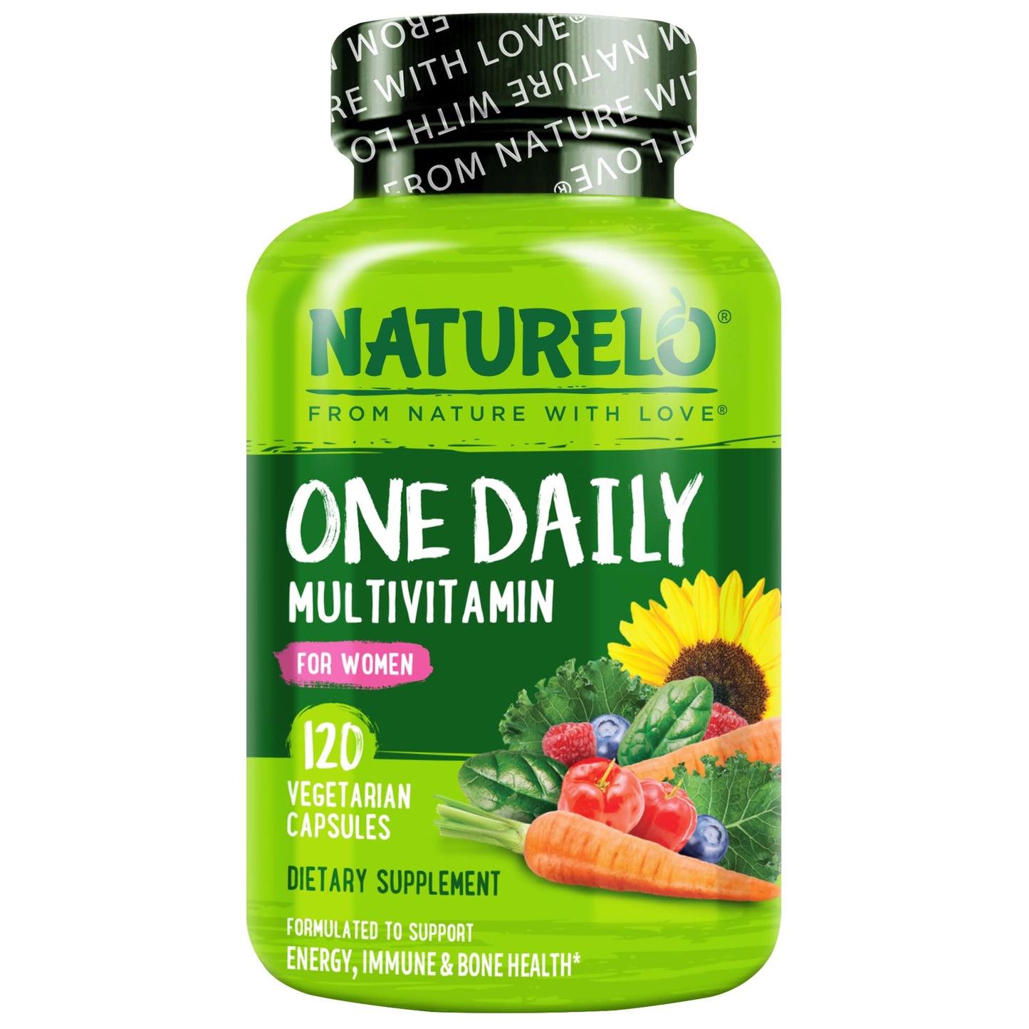 NATURELO One Daily Multivitamin for Women with Vitamin B12 - Capsules, 120 Count