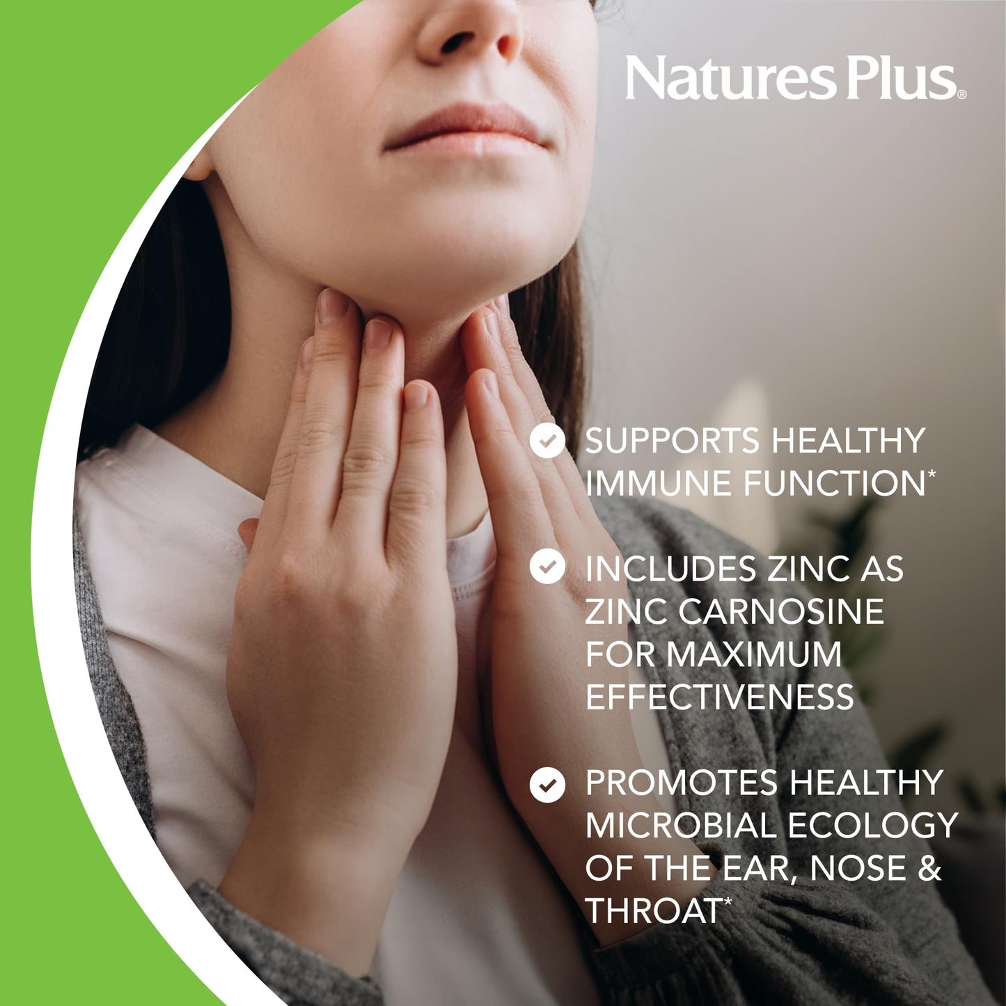 NaturesPlus Adult's Ear Nose Throat Lozenges with K12 Probiotics, 60 Count