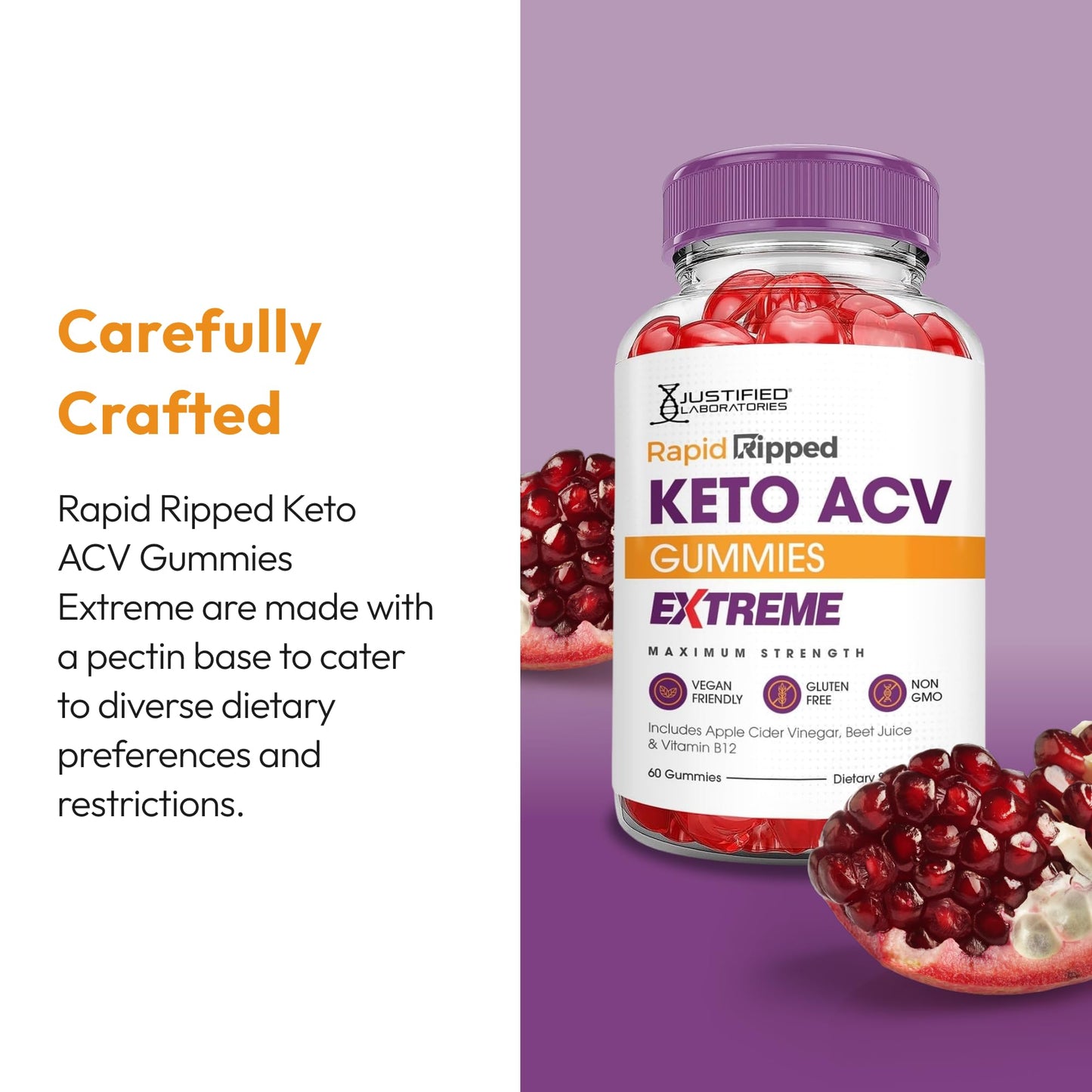 Justified Laboratories Rapid Ripped Keto ACV Gummies Extreme 180 Gummies