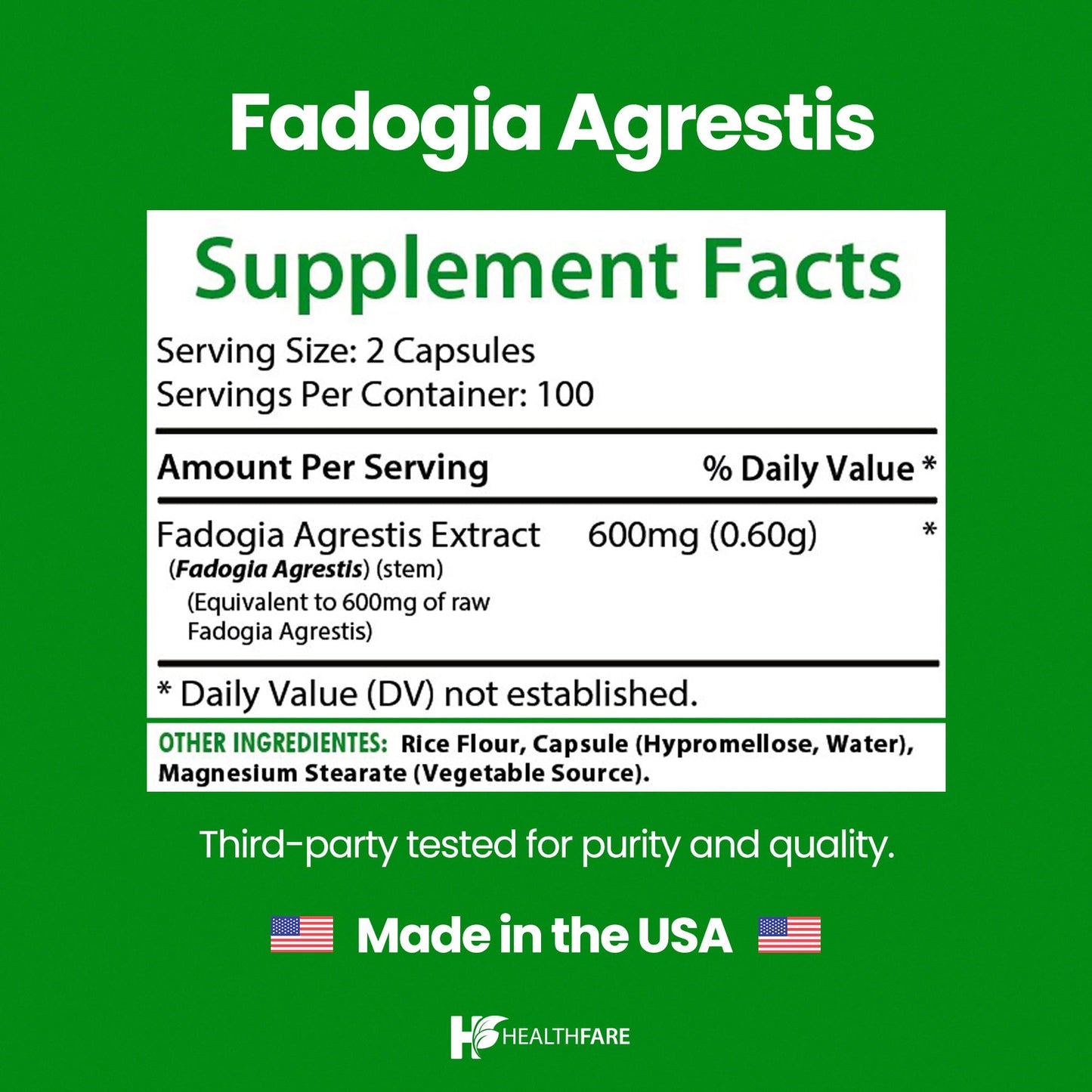 Healthfare Fadogia Agrestis Extract Capsule, 200 Count