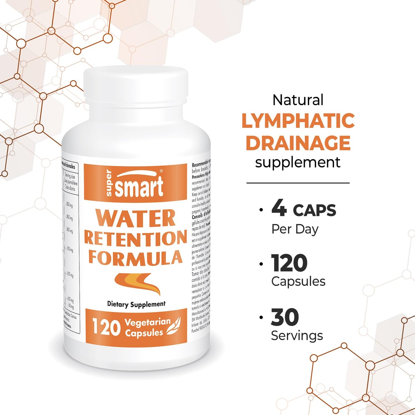 Supersmart Water Retention Formulation (Advanced Complex) with Dandelion, Guarana, Caffeine, Betalains 120 Capsules