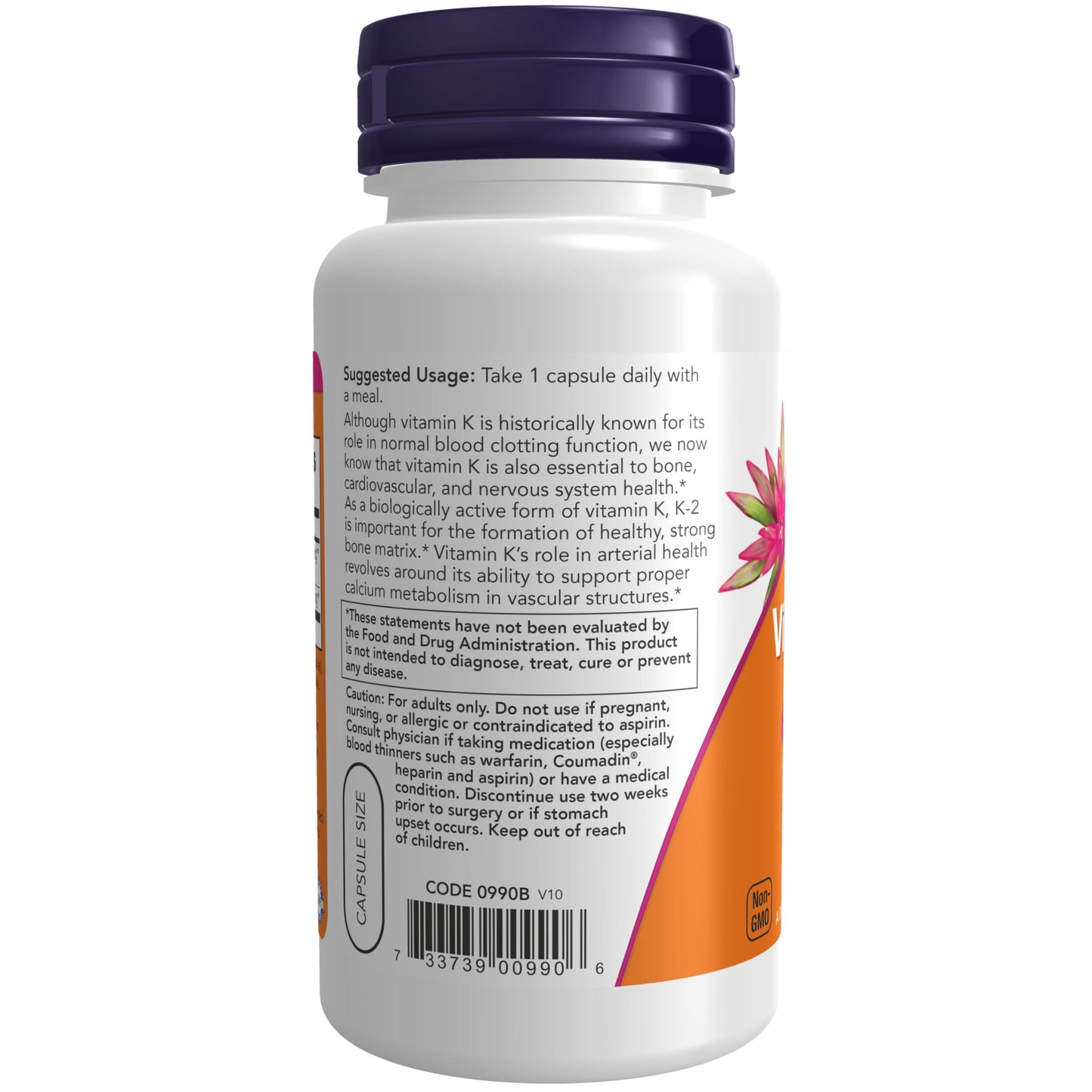 NOW Foods Vitamin K-2 100 mcg Menaquinone-4 (MK-4) Supports Bone Health, 100 Veg Capsules