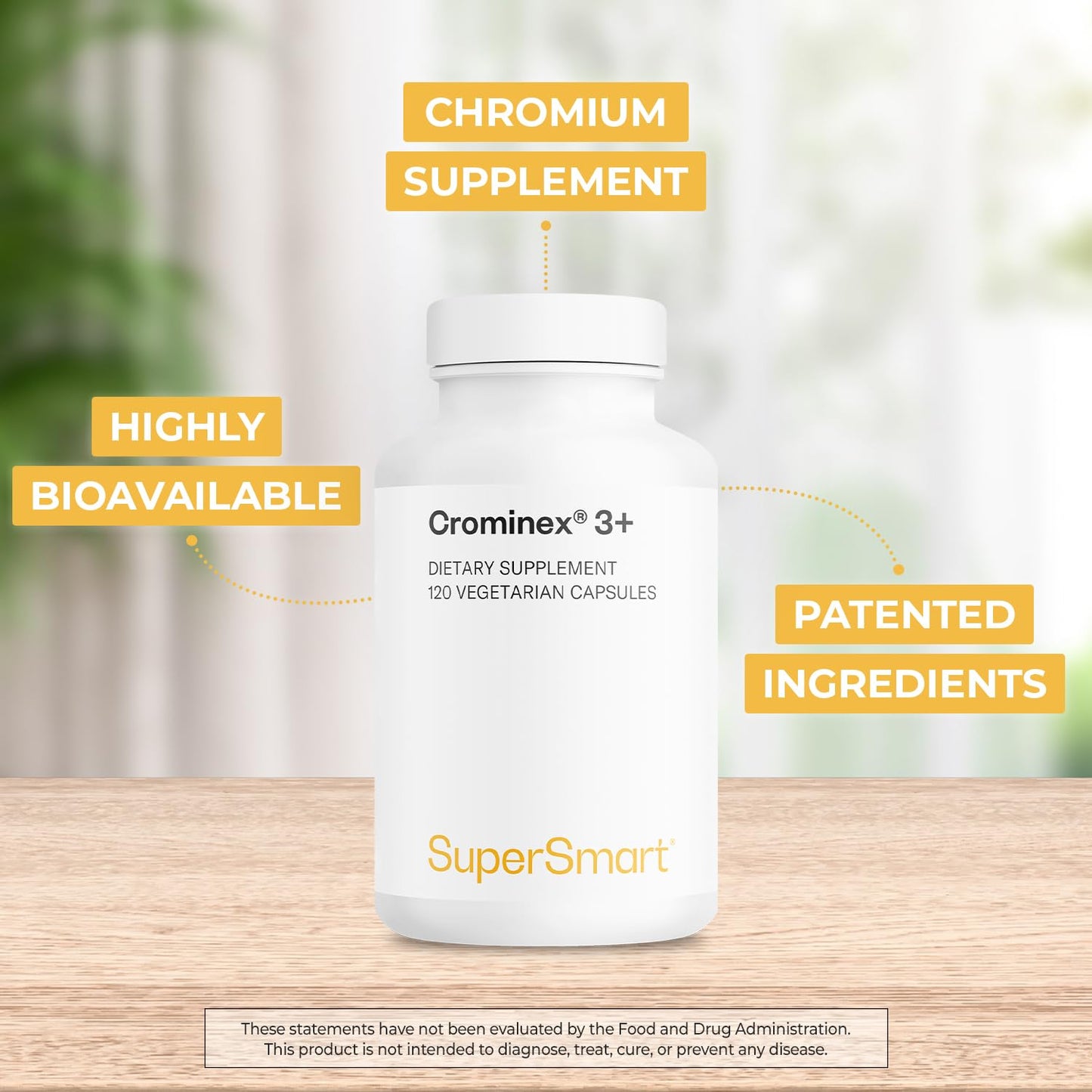 Supersmart Crominex 3+ 400mcg Optimised Chromium (Patented) Advanced Formula with Amla Extract & Shilajit, Non-GMO & Gluten Free, 120 Capsules