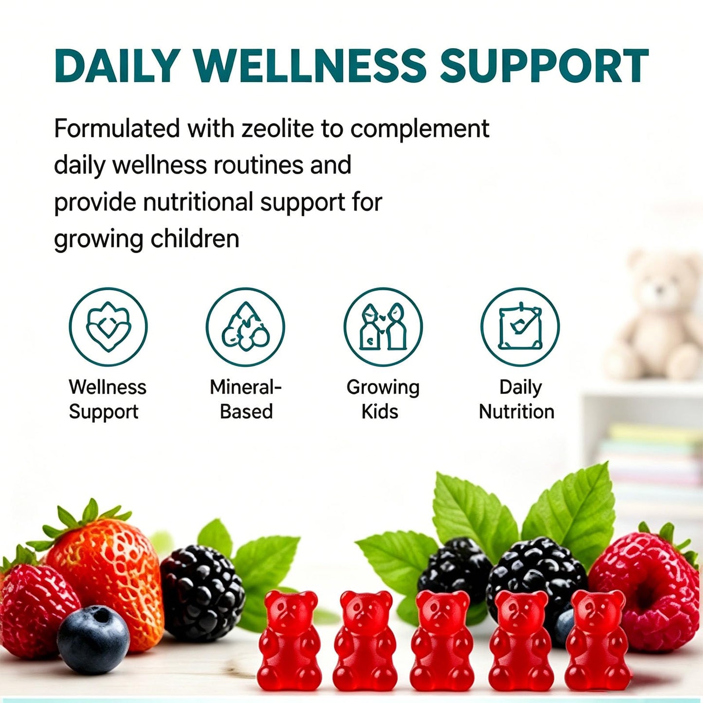 Tilly Bare Novali Zeolite Kids Gummies, Multivitamin Gummies for Daily Wellness Support, 60 Gummies