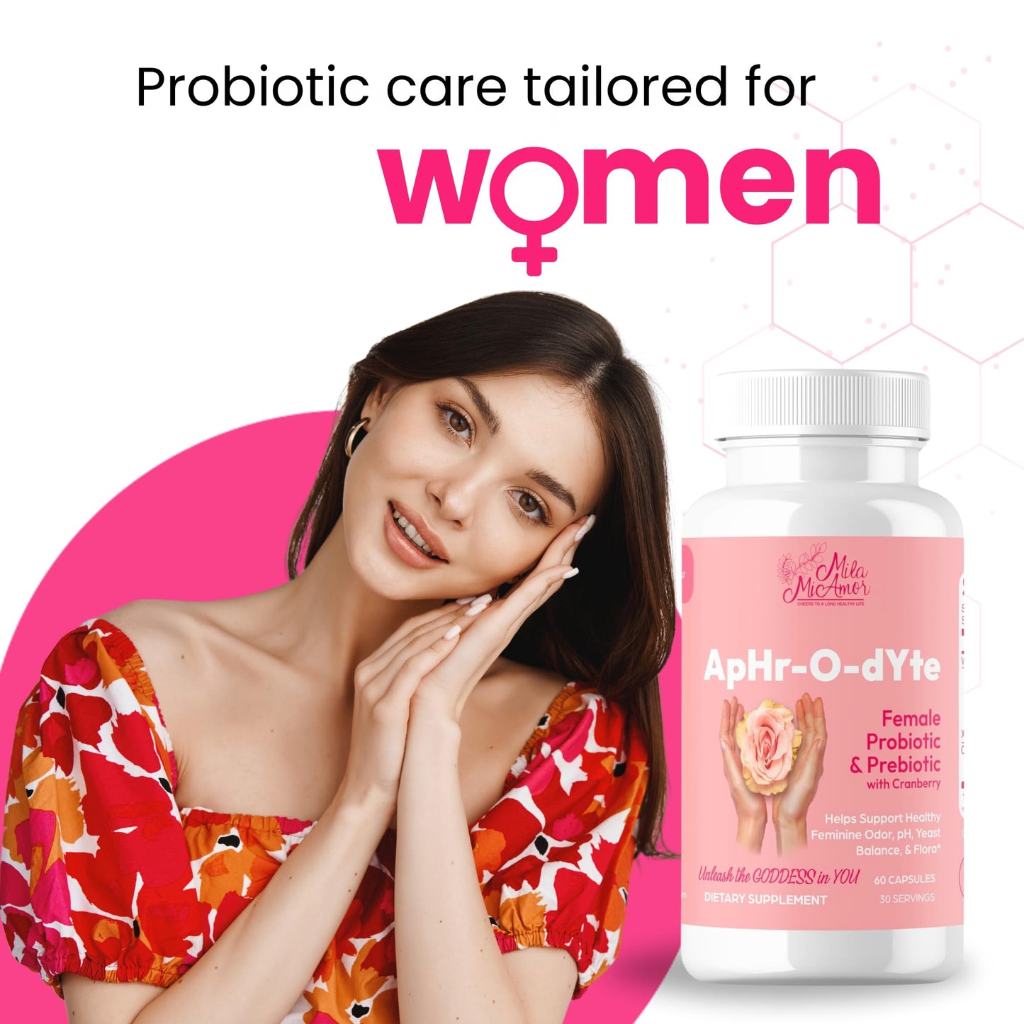 Mila Miamor ApHr-O-dYte Women’s Probiotic and Prebiotic with Cranberry, Gluten-Free, Non-GMO Supplement for Feminine Health, pH Balance, Odor Control, Urinary Tract 60 Capsules