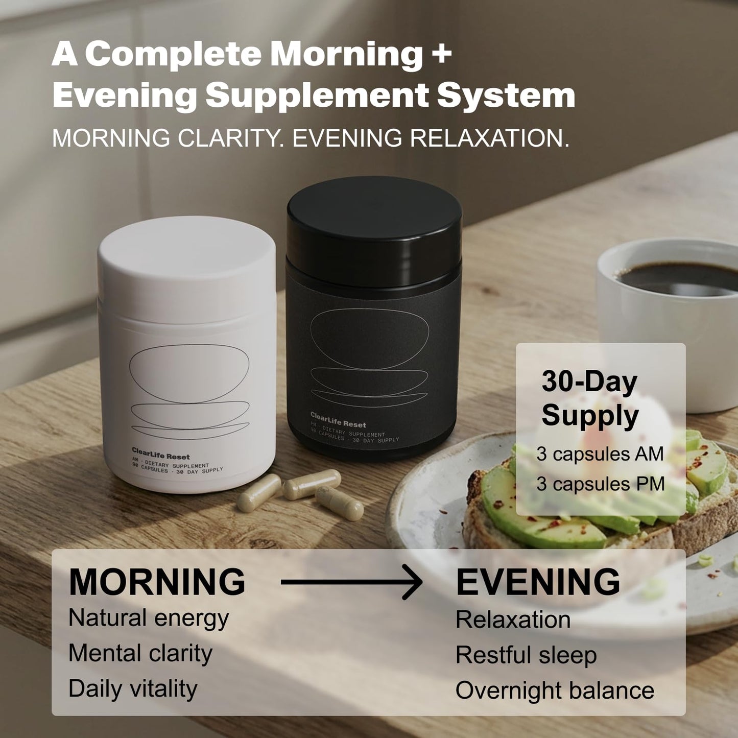CLEARLIFE RESET AM + PM Daily Supplement System Capsule, 180 Count