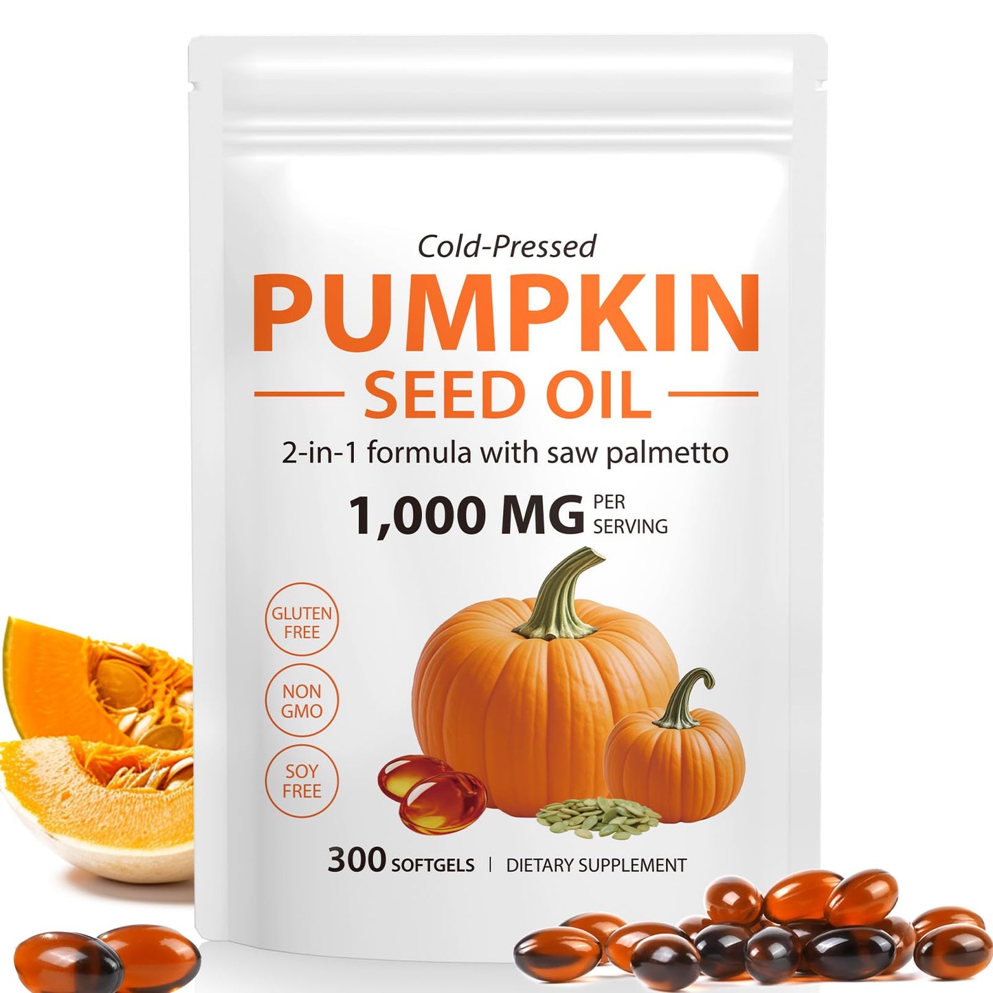 SDJUFEI Pumpkin Seed Oil with Saw Palmetto 2 in 1 Gummy 60 Count