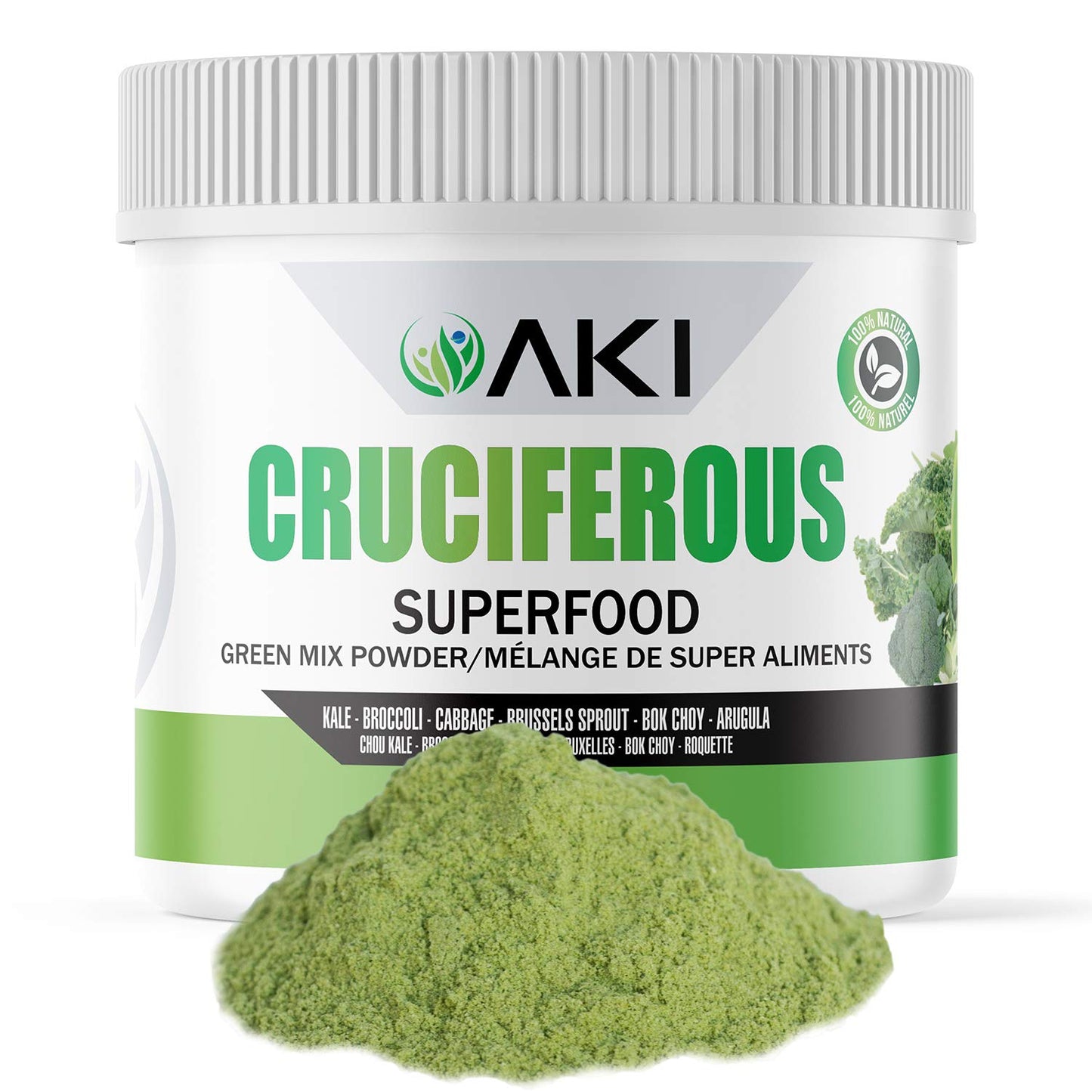 AKI ORGANIC Cruciferous Superfood Blend Powder and AKI Marine Phytoplankton Powder - 2 Pack