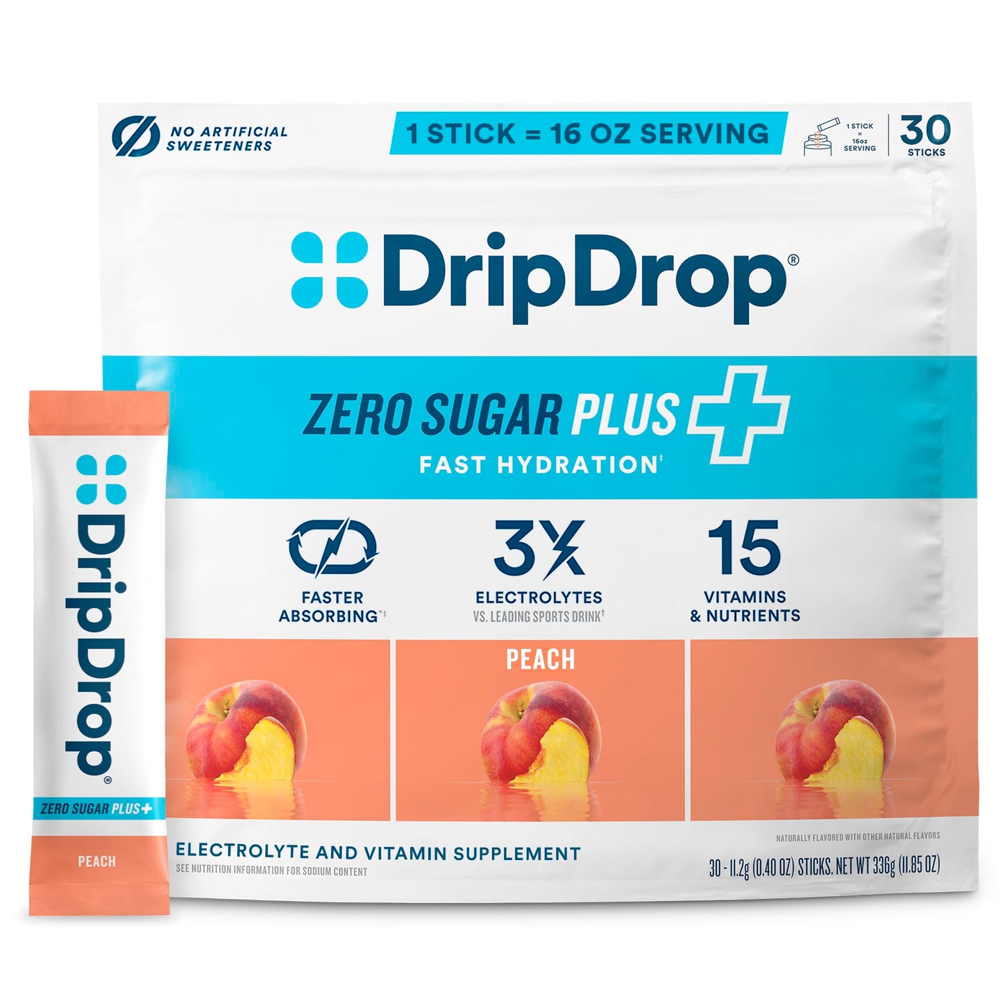DripDrop Hydration Zero Sugar Electrolyte Packets Powder 30 Count