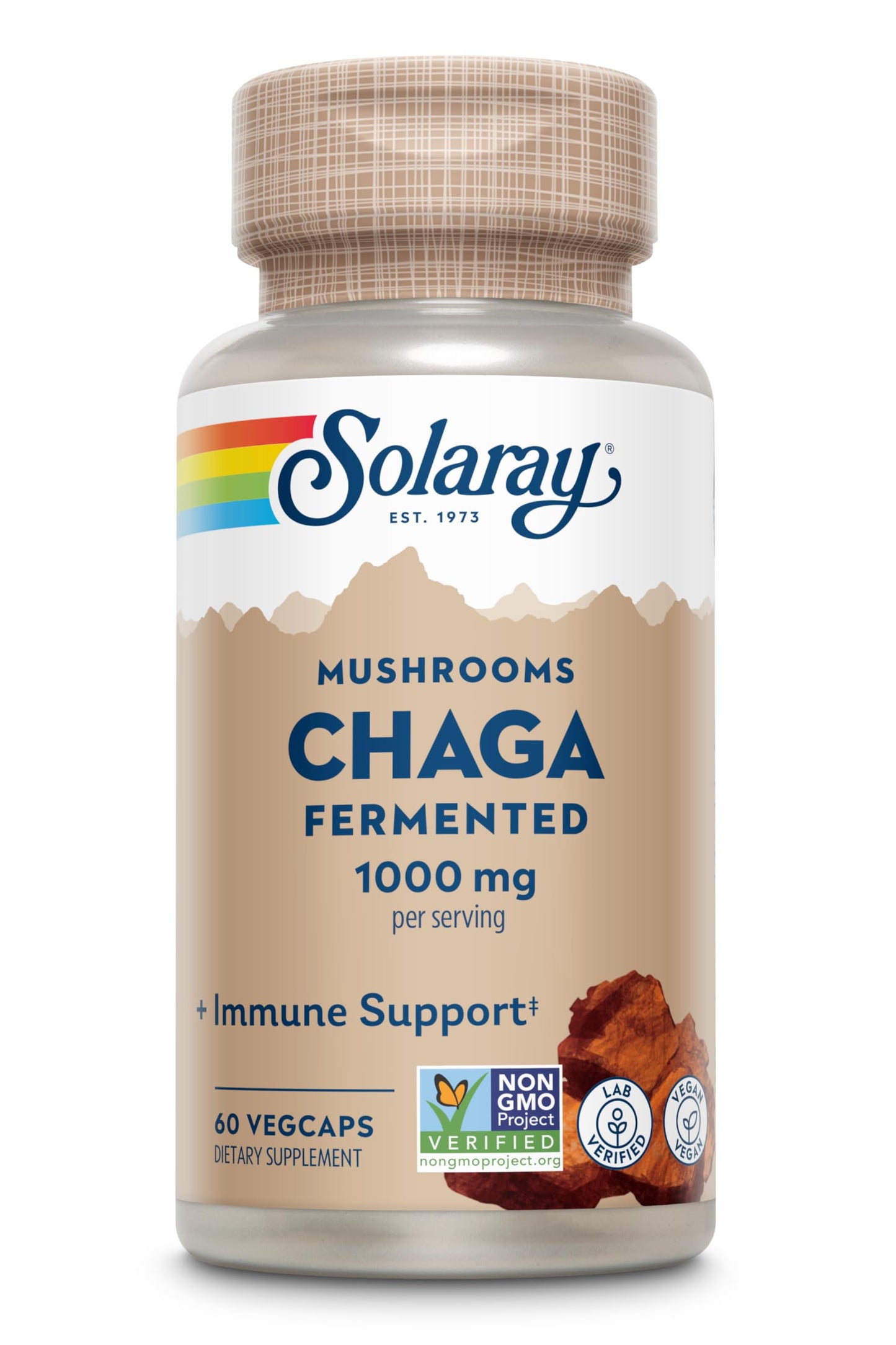 SOLARAY Fermented Chaga Mushroom 1000 mg 60 Capsules