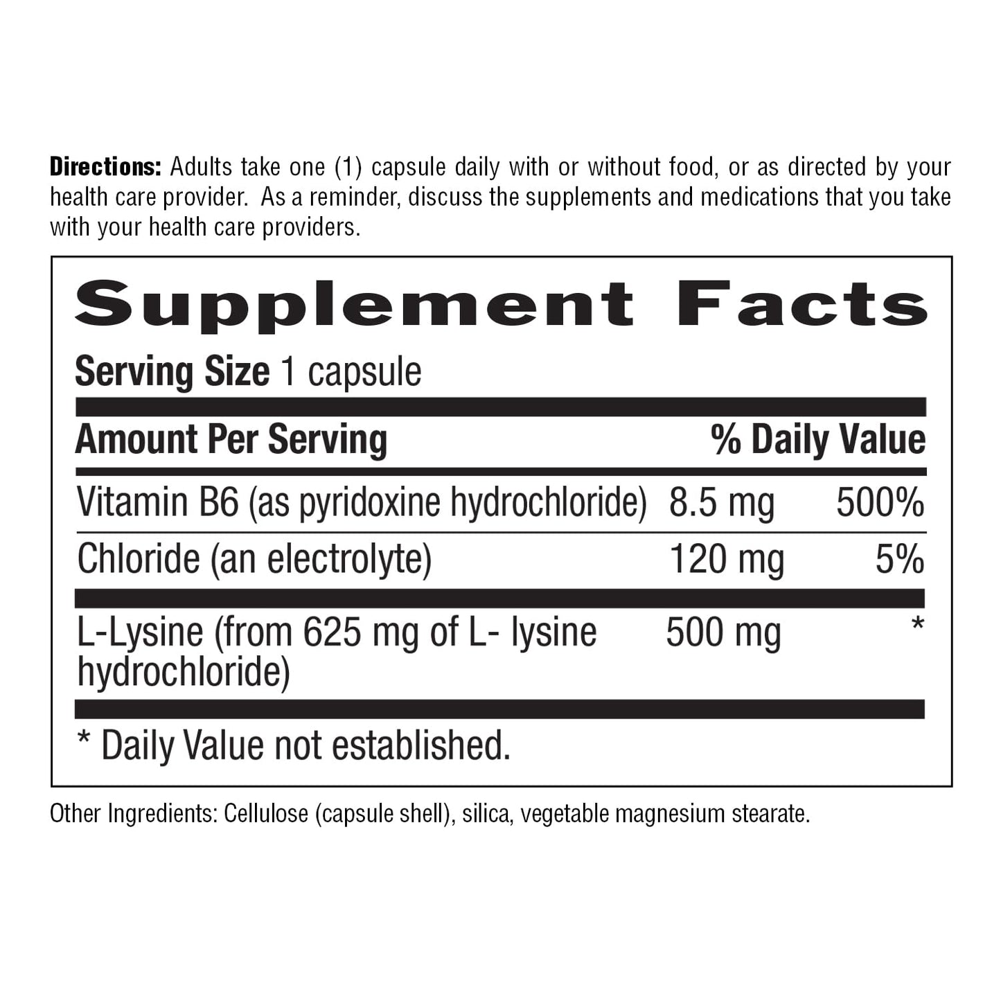 Country Life L-Lysine 500mg with B-6 Capsules, 100 Capsules