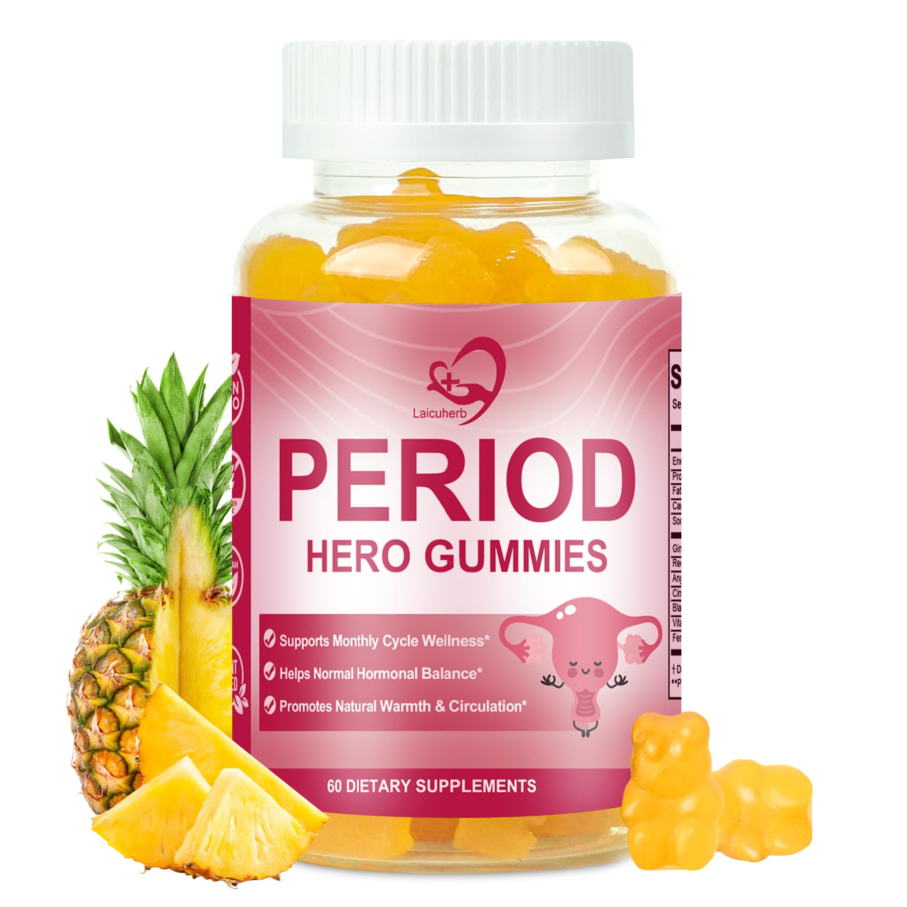Laicuherb Period Hero Gummy for Women, PMS Support, 60 Count