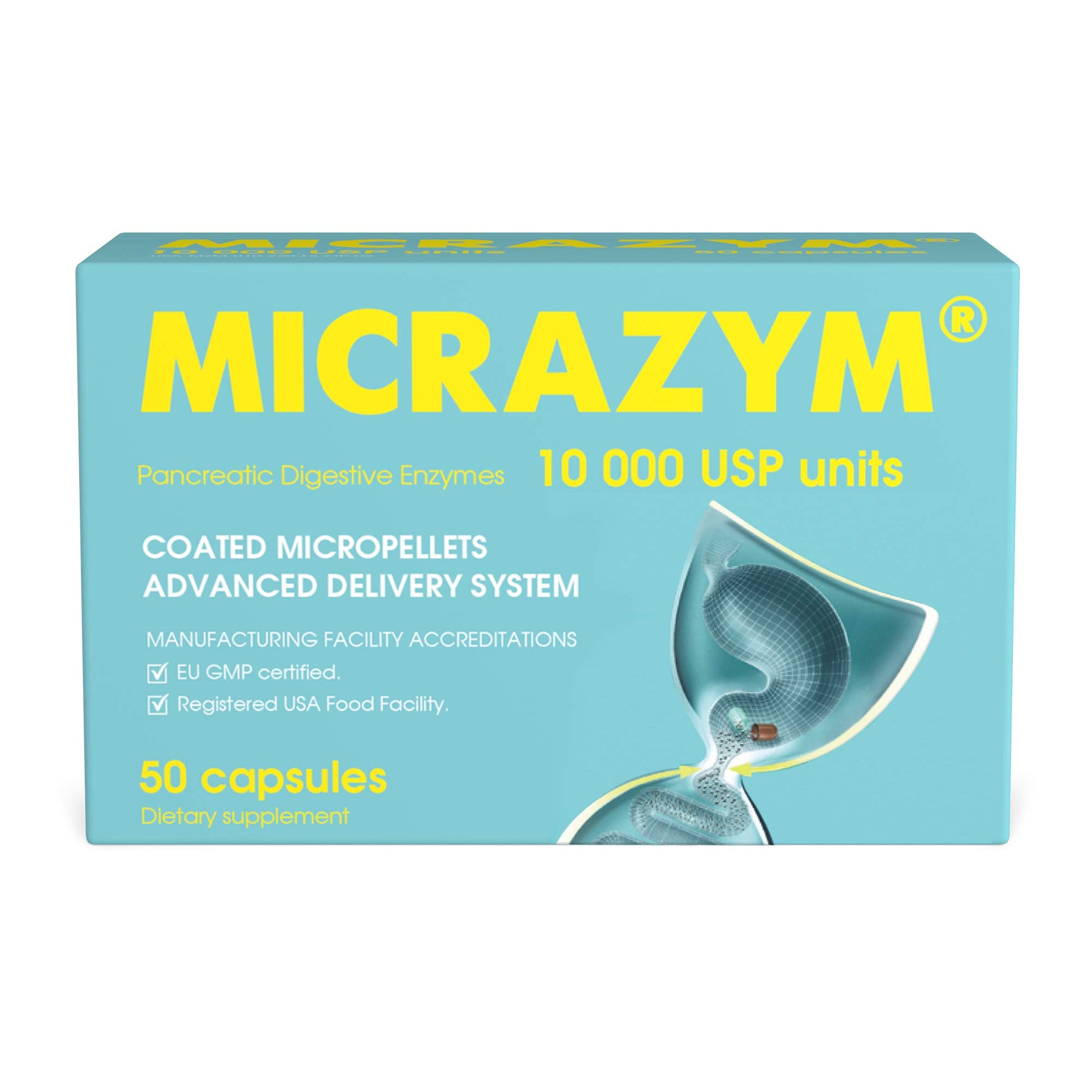 Micrazym AVVA Pharma Pancreatic Enzymes Capsules, 50 Count