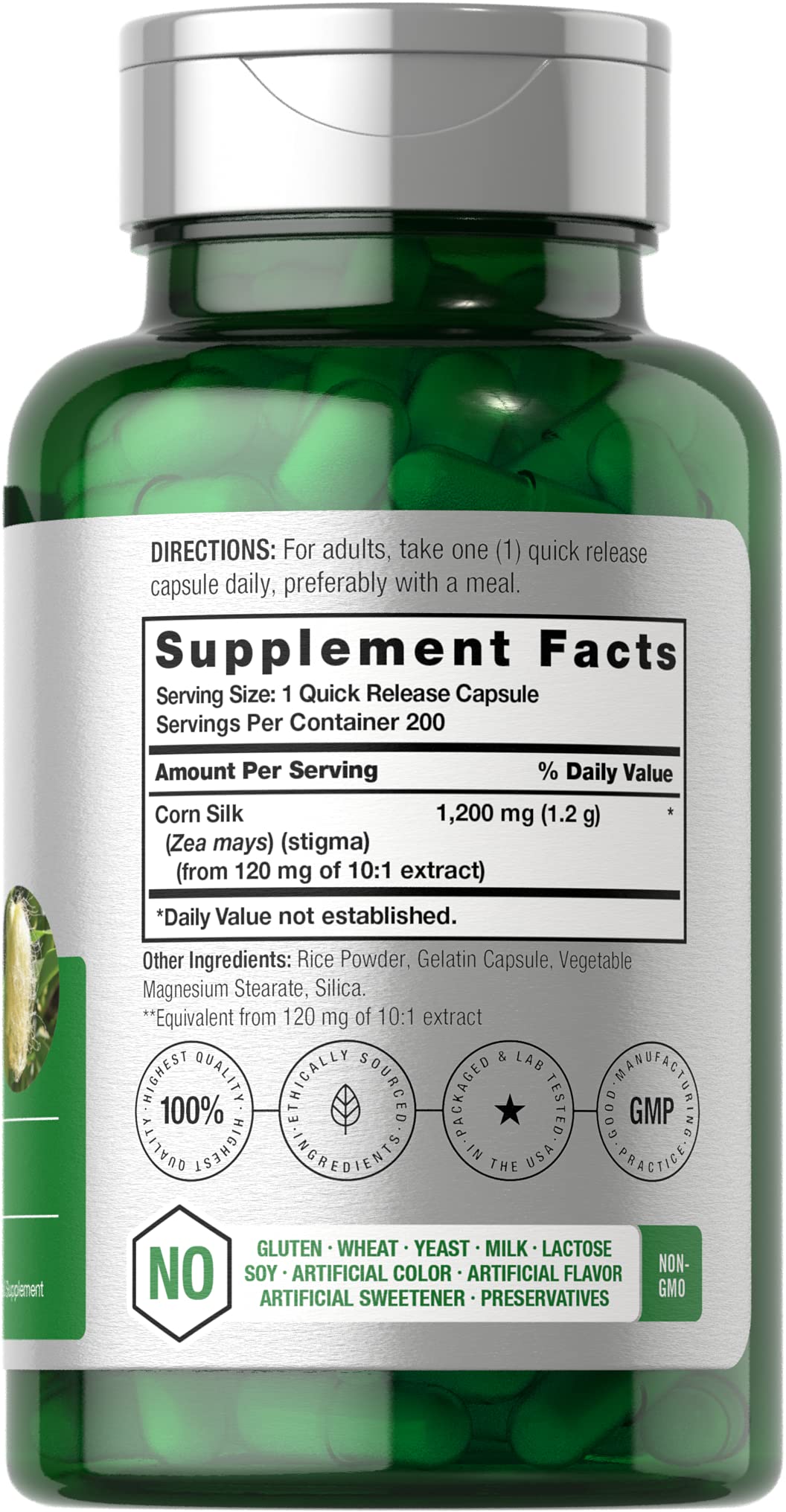 Horbäach Corn Silk Capsules 200 Count