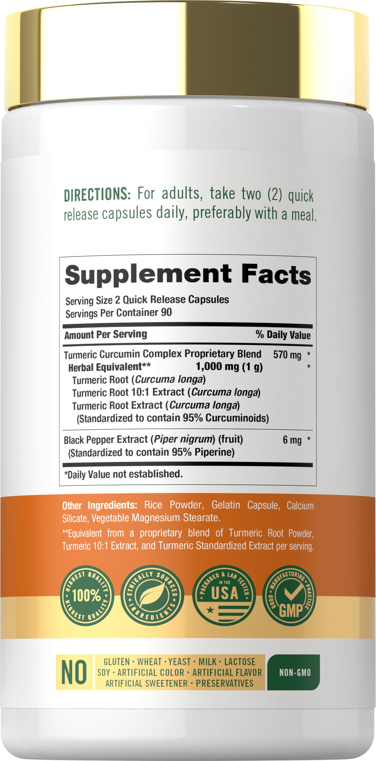 Carlyle Turmeric Curcumin with Black Pepper Capsules, 180 Count