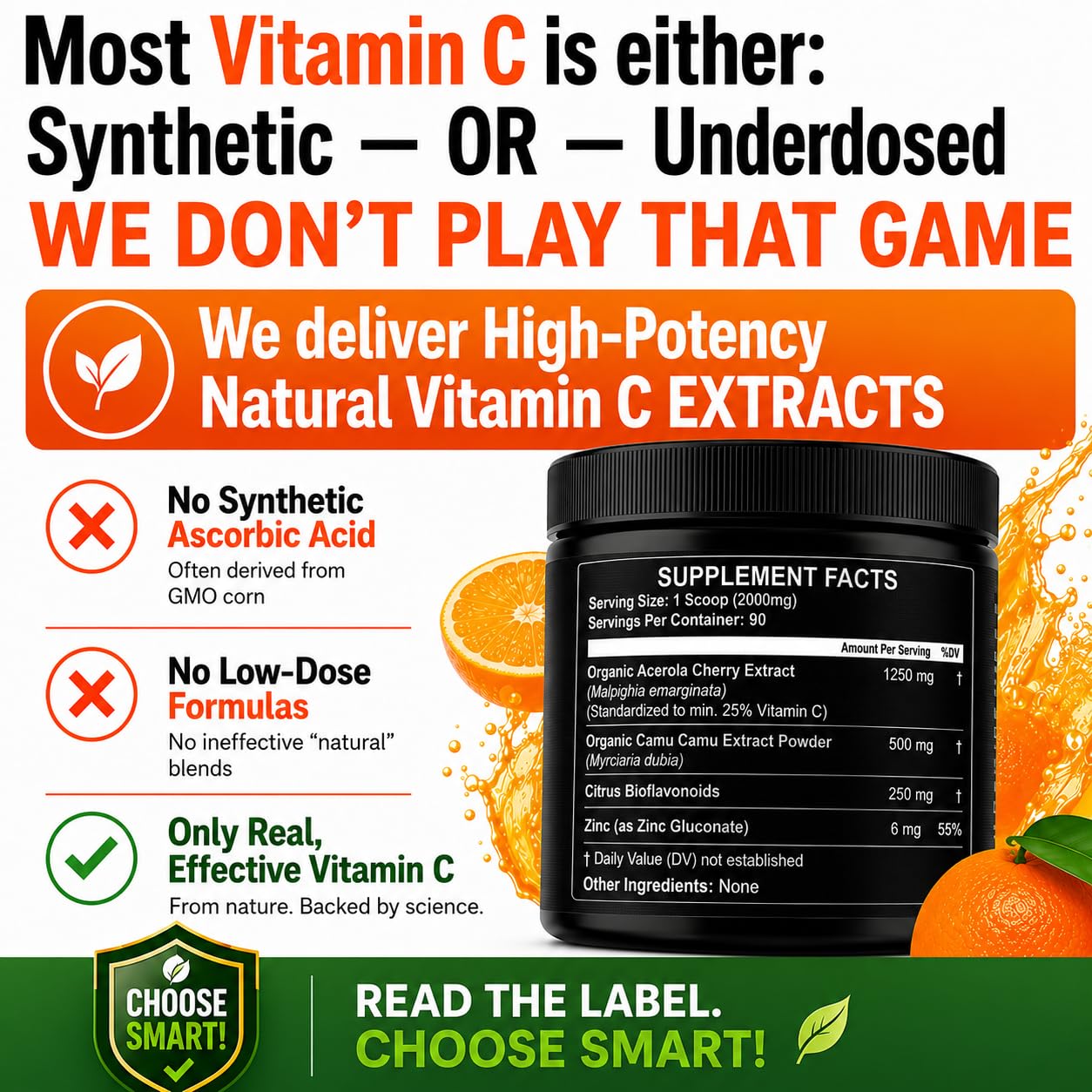 HCL Herbal Code Labs Vitamin C from Acerola Cherry & Camu Camu Powder - 4.23 oz