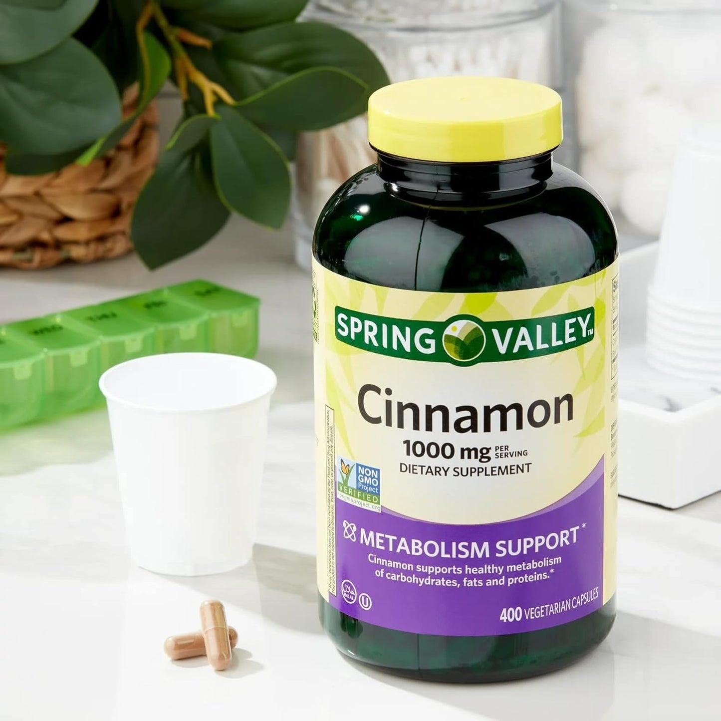 BASKETGOODS Spring Valley Cinnamon Dietary Supplement 1000 mg Capsules, 400 Capsules