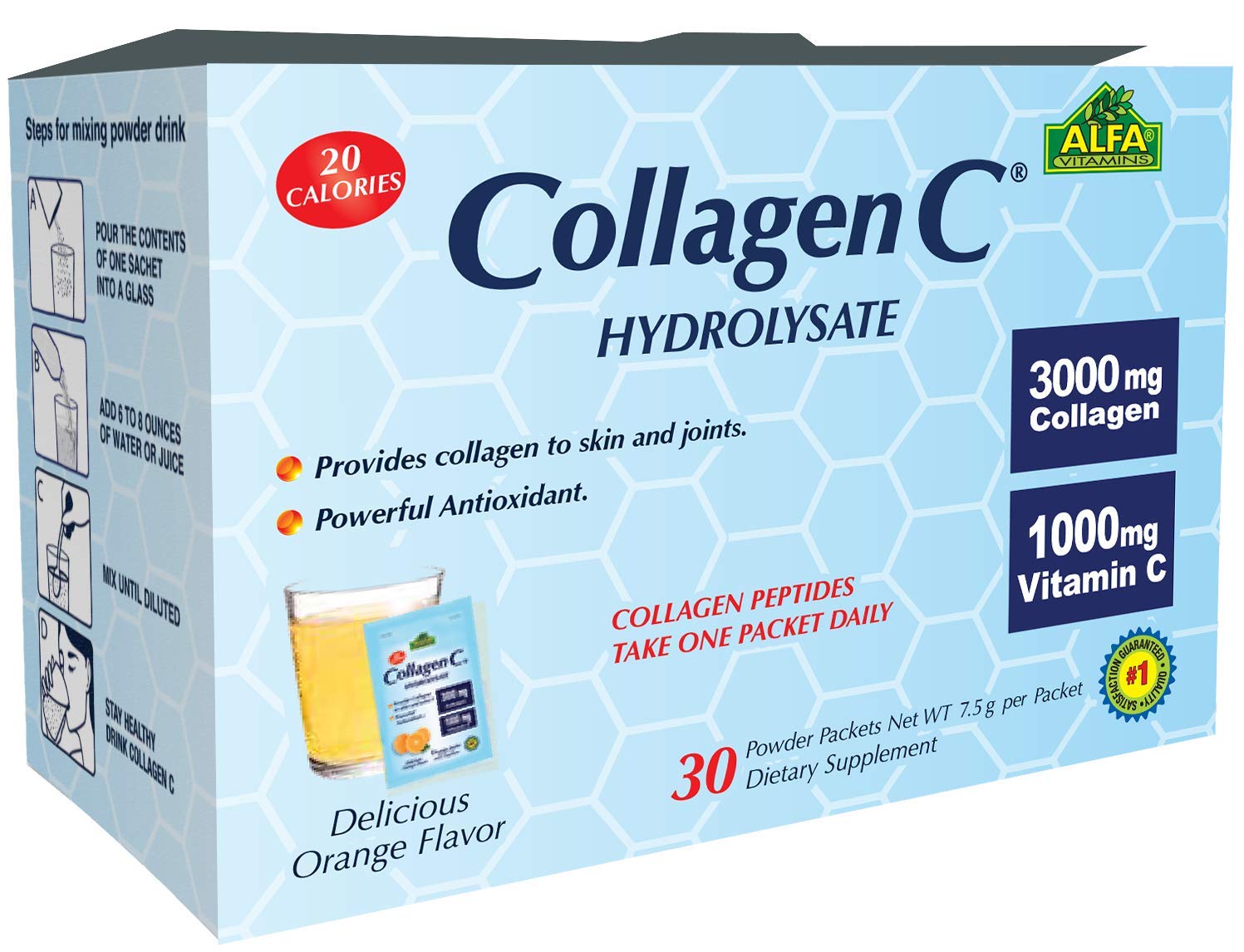 ALFA VITAMINS Collagen C Peptides Hydrolysate Powder 7.8 Ounce
