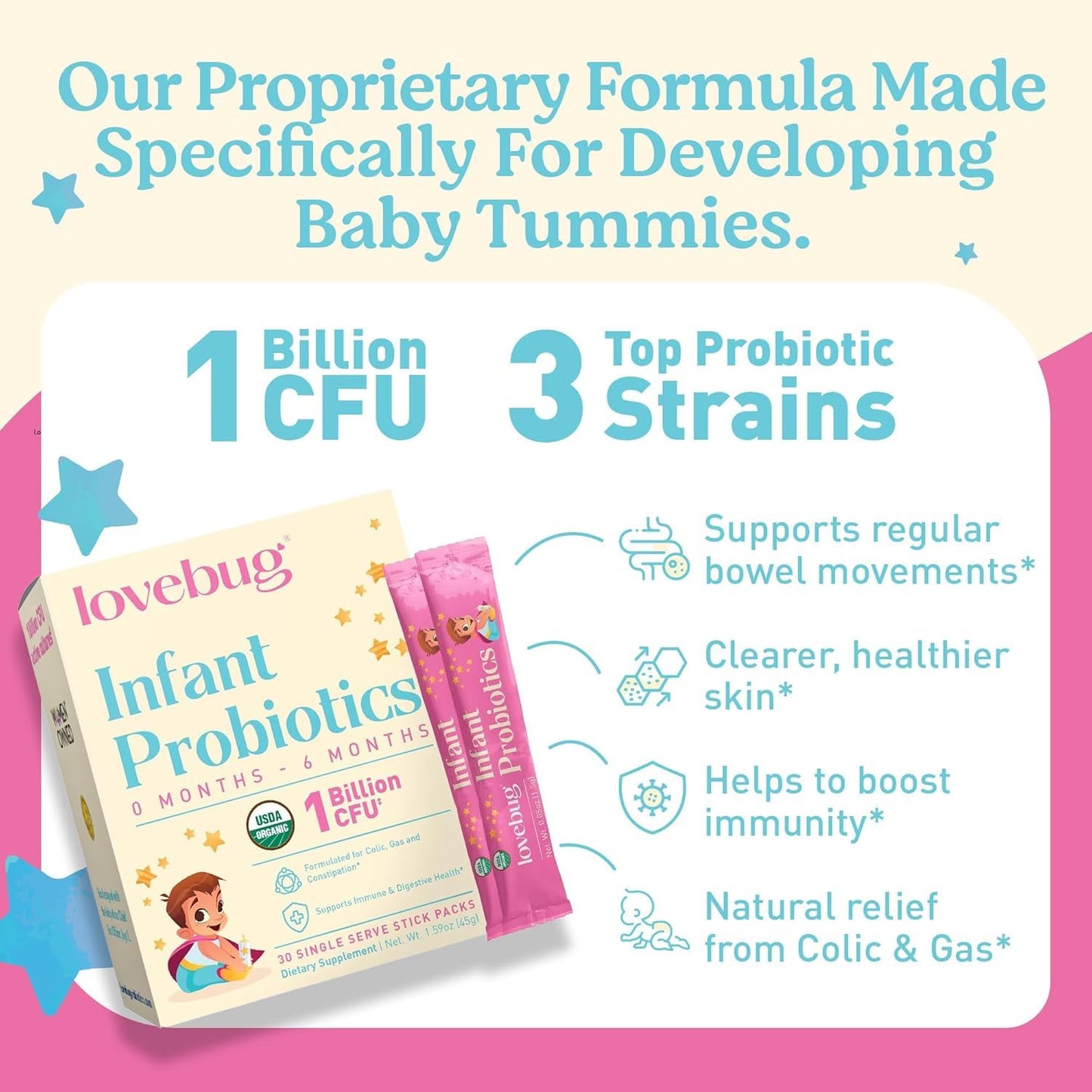 Lovebug Infant Probiotics 0-6 Months Powder, 60 Count