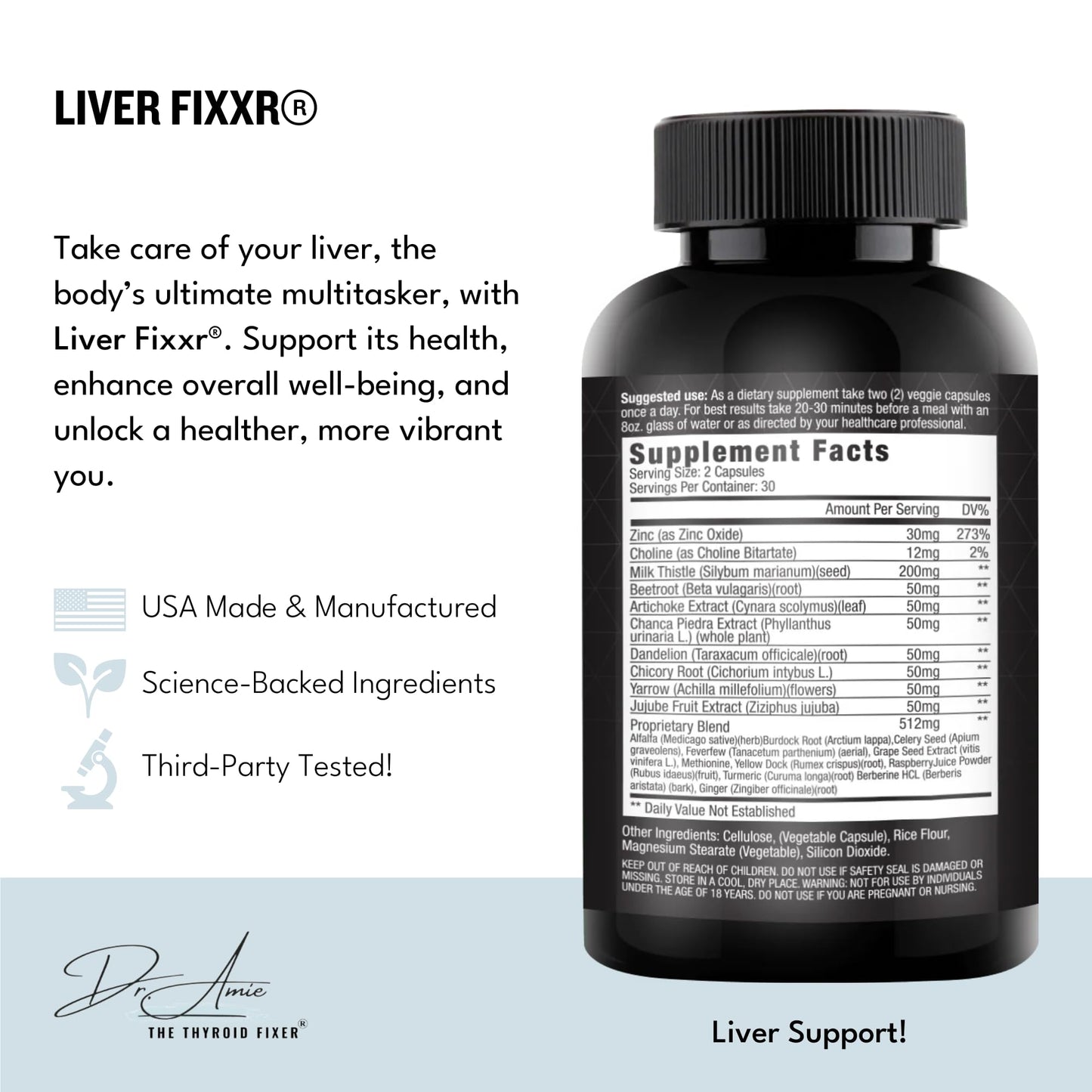 Fixxr Liver by Dr. Amie Liver Support Supplement 60 Capsules