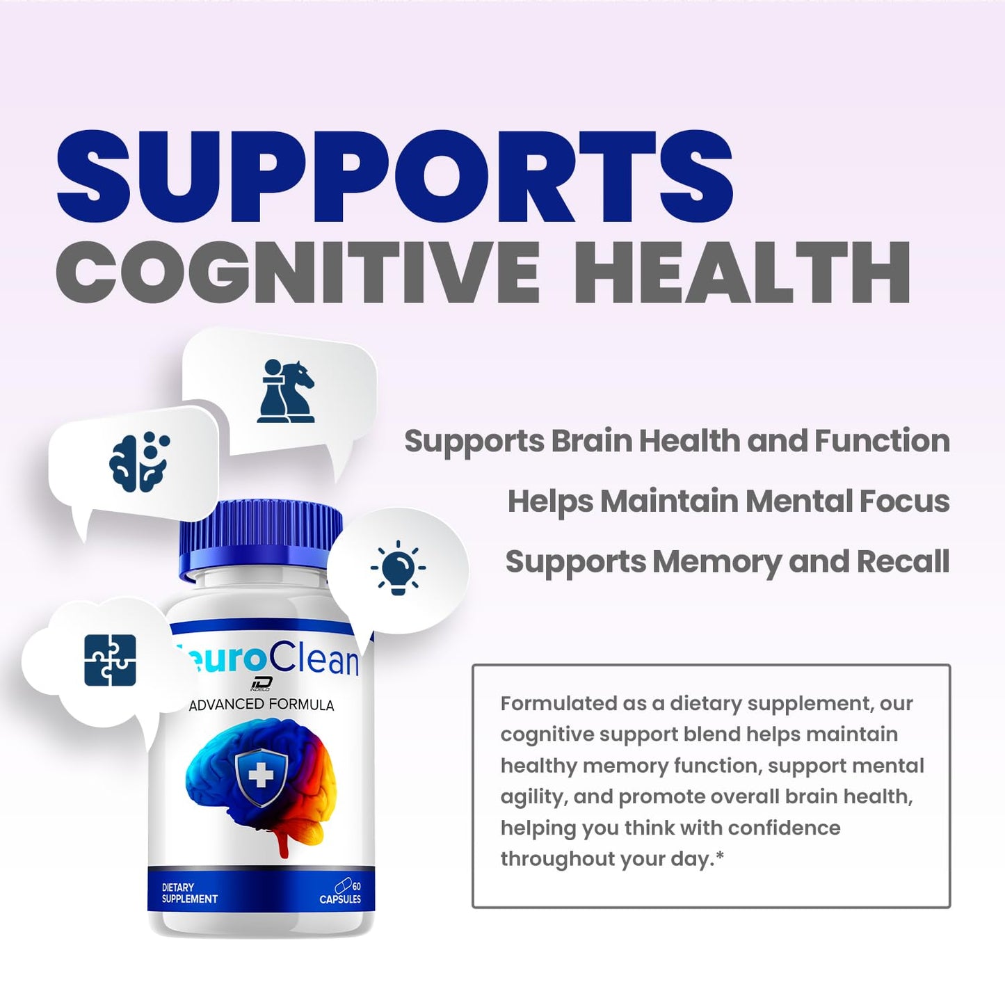 Indelo Neuro Clean Natural Blend Formula Focus Memory Support 120 Capsules