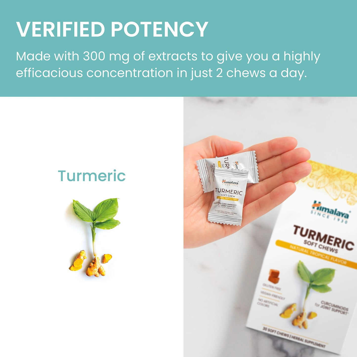 Himalaya Turmeric Chews with Curcumin for Healthy Joint Support and Optimum Flexibility & Mobility, 300 mg Extracts per Serving, 30 Chews