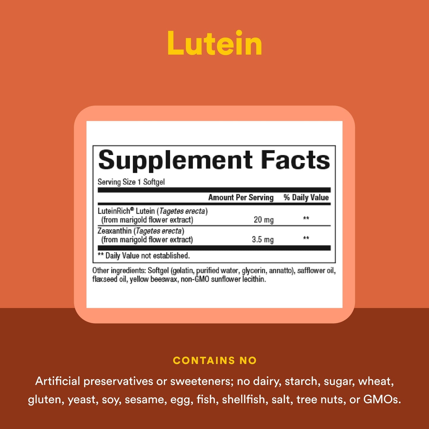 Natural Factors Lutein 20mg Softgels, 30 Count