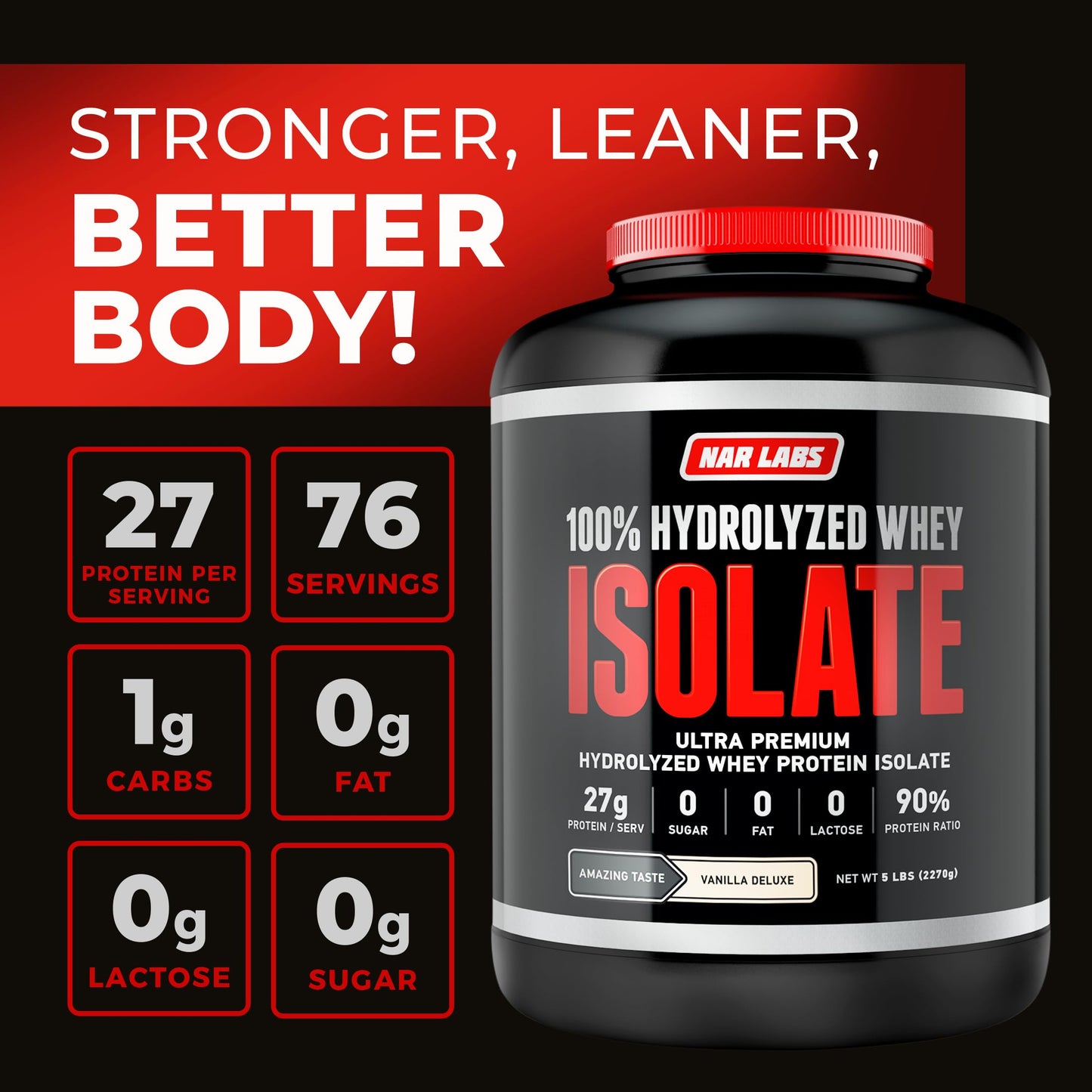 NAR LABS Hydrolyzed Whey Protein Isolate Powder 80