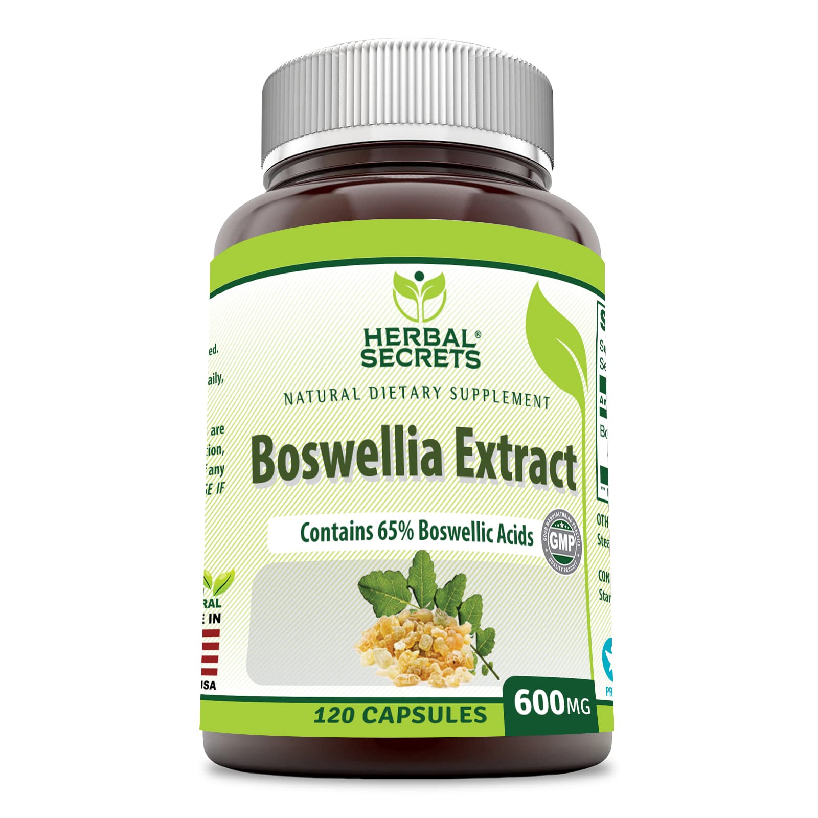 Herbal Secrets Boswellia Serrata Extract (65% Boswellic Acids) 600 mg, 120 Capsules