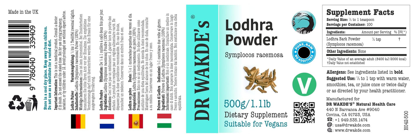 DR WAKDE's Lodhra Powder 17.64 Ounce