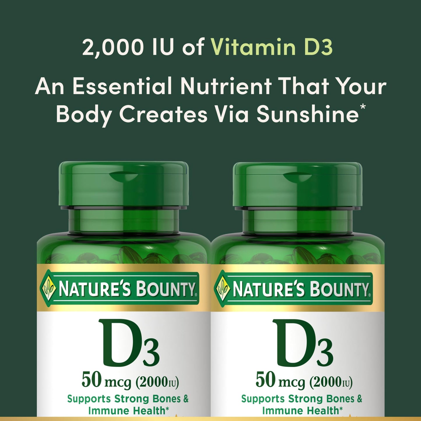 Nature's Bounty Vitamin D3 50mcg Softgels 300 Count