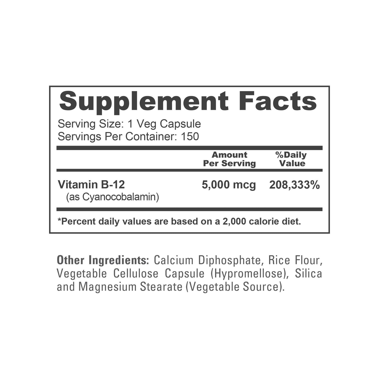 NusaPure Vitamin B12 Max Strength Non-GMO Vegan 5000mcg Capsules, 200 Count