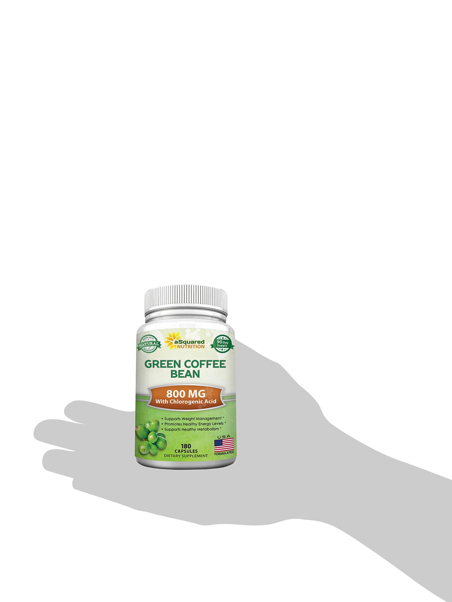 aSquared Nutrition Natural Green Coffee Bean Formula Capsules 180 Capsules